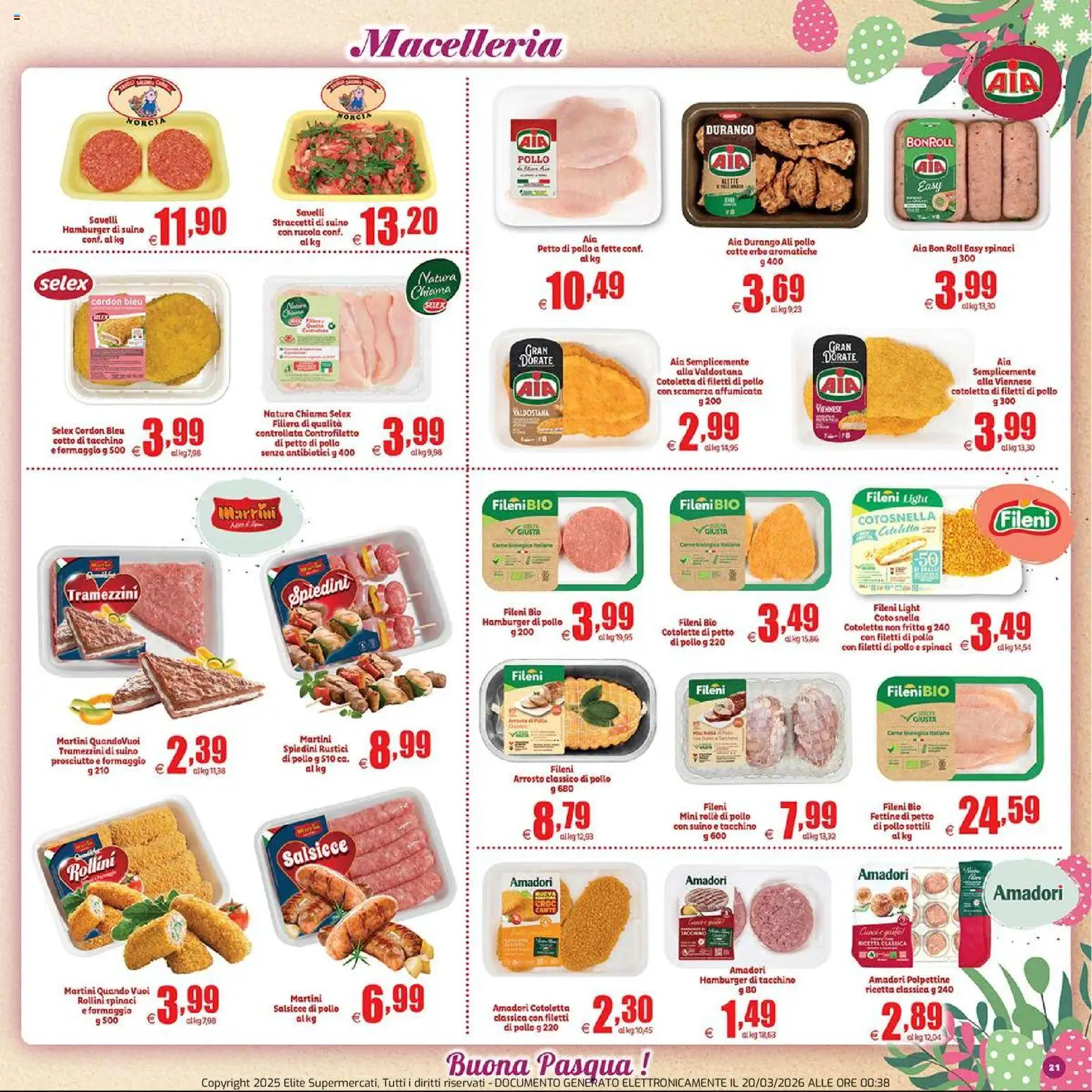 Volantino Elite Supermercati del 20.03.2026 | Pagina: 21 | Prodotti: Arrosto, Pollo, Suino, Tacchino
