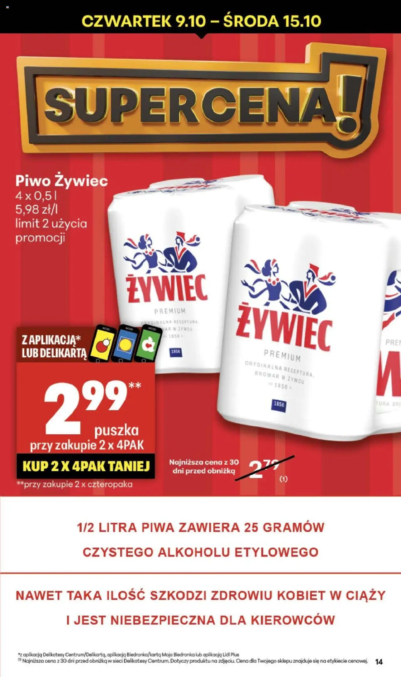 Delikatesy Centrum Gazetka od 09.10.2025 | Strona: 14 | Produkty: Delikatesy, Piwo