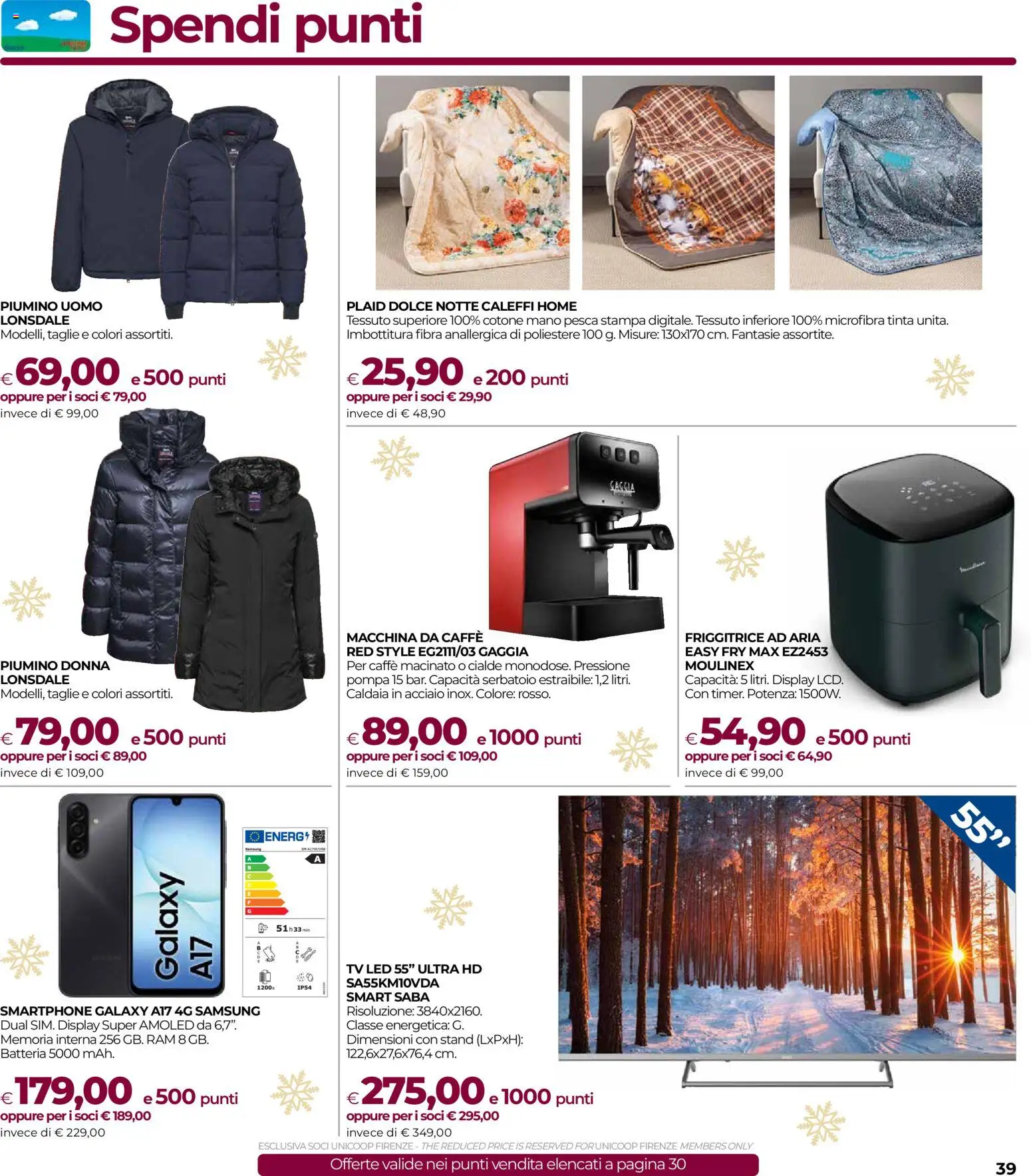 Volantino COOP del 04.12.2025 | Pagina: 39 | Prodotti: Plaid, Macchina da caffe, Friggitrice, Samsung