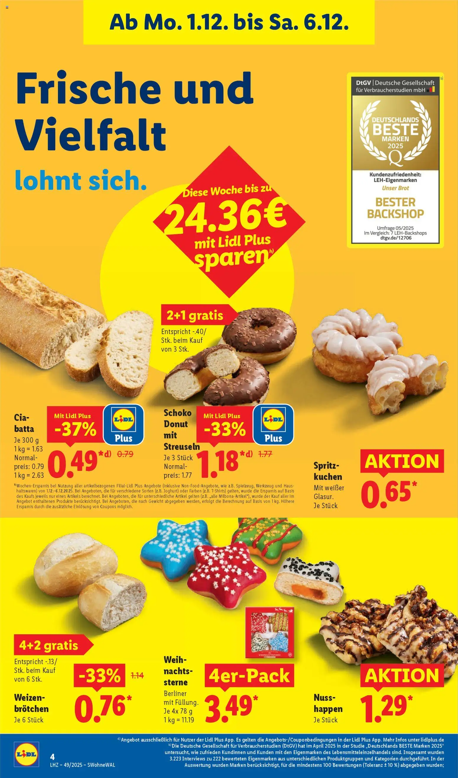 Lidl Prospekt Gundelsheim – gültig ab 01.12.2025 | Seite: 10 | Produkte: Berliner, Joghurt, Brot, Kuchen