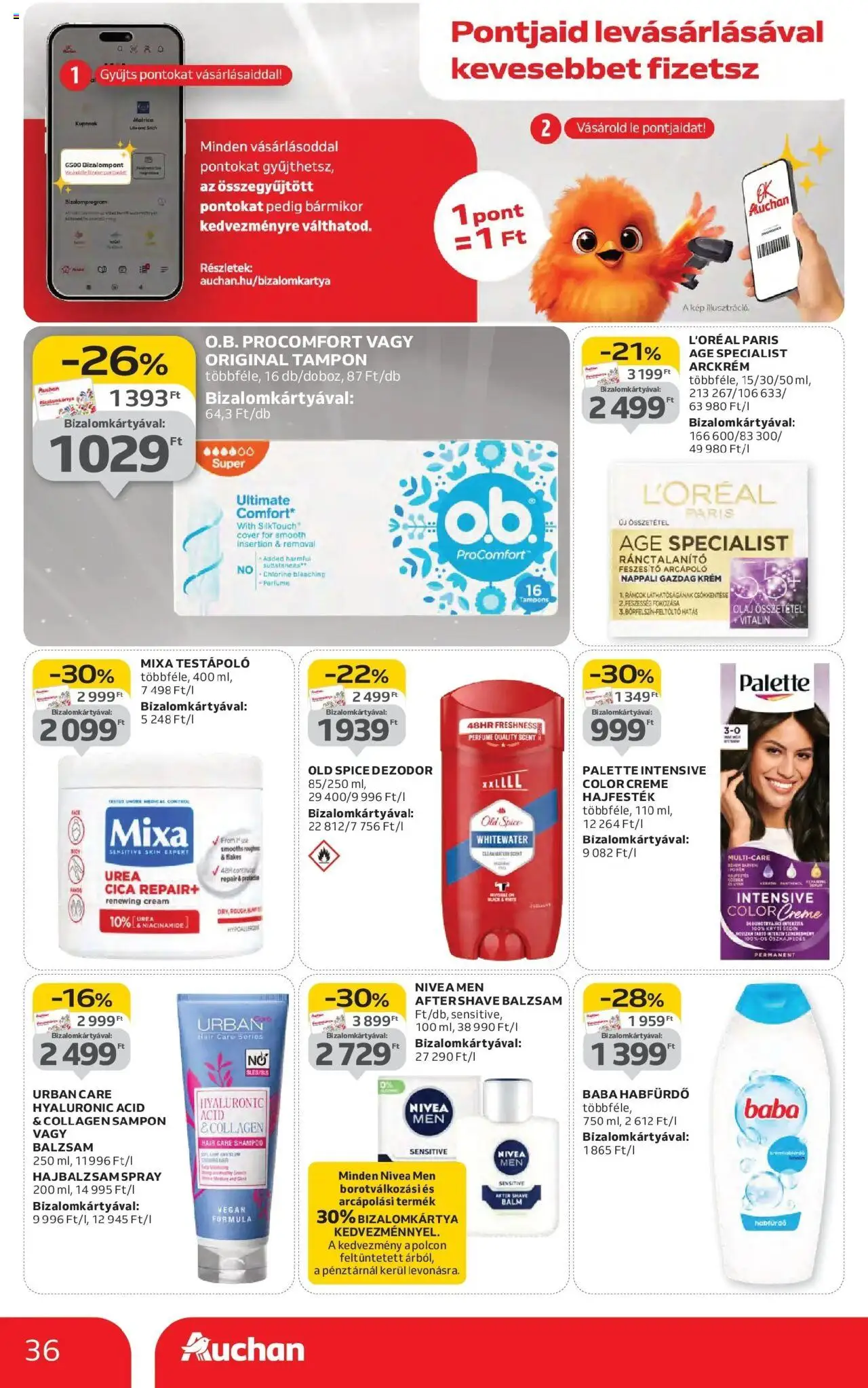 Auchan akciós ujság - amely érvényes a következő dátumtól: 16.10.2025 | Oldal: 36 | Termékek: Sampon, Olaj, Dezodor, Vegán