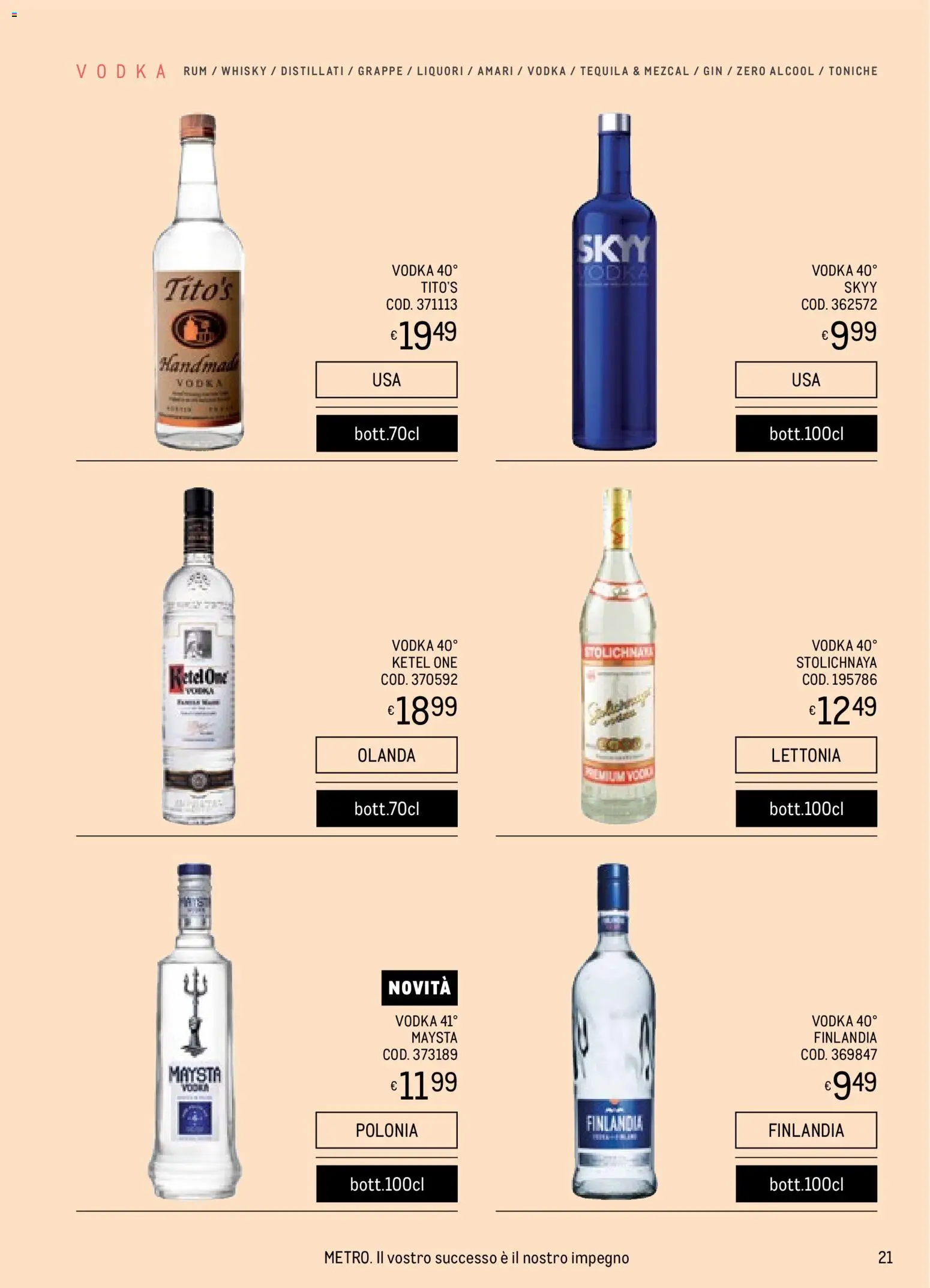 Volantino Metro del 06.11.2025 | Pagina: 21 | Prodotti: Vodka, Whisky, Rum, Tequila
