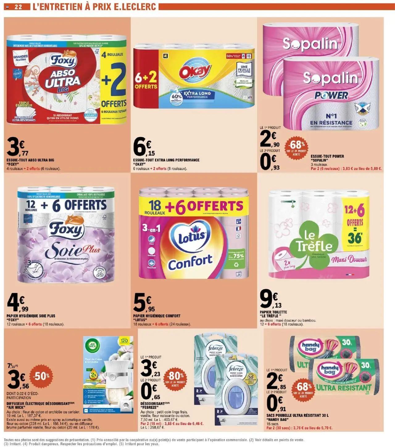  | Page: 22 | Produits: Essuie-tout, Papier toilette, Désodorisant, Orchidée