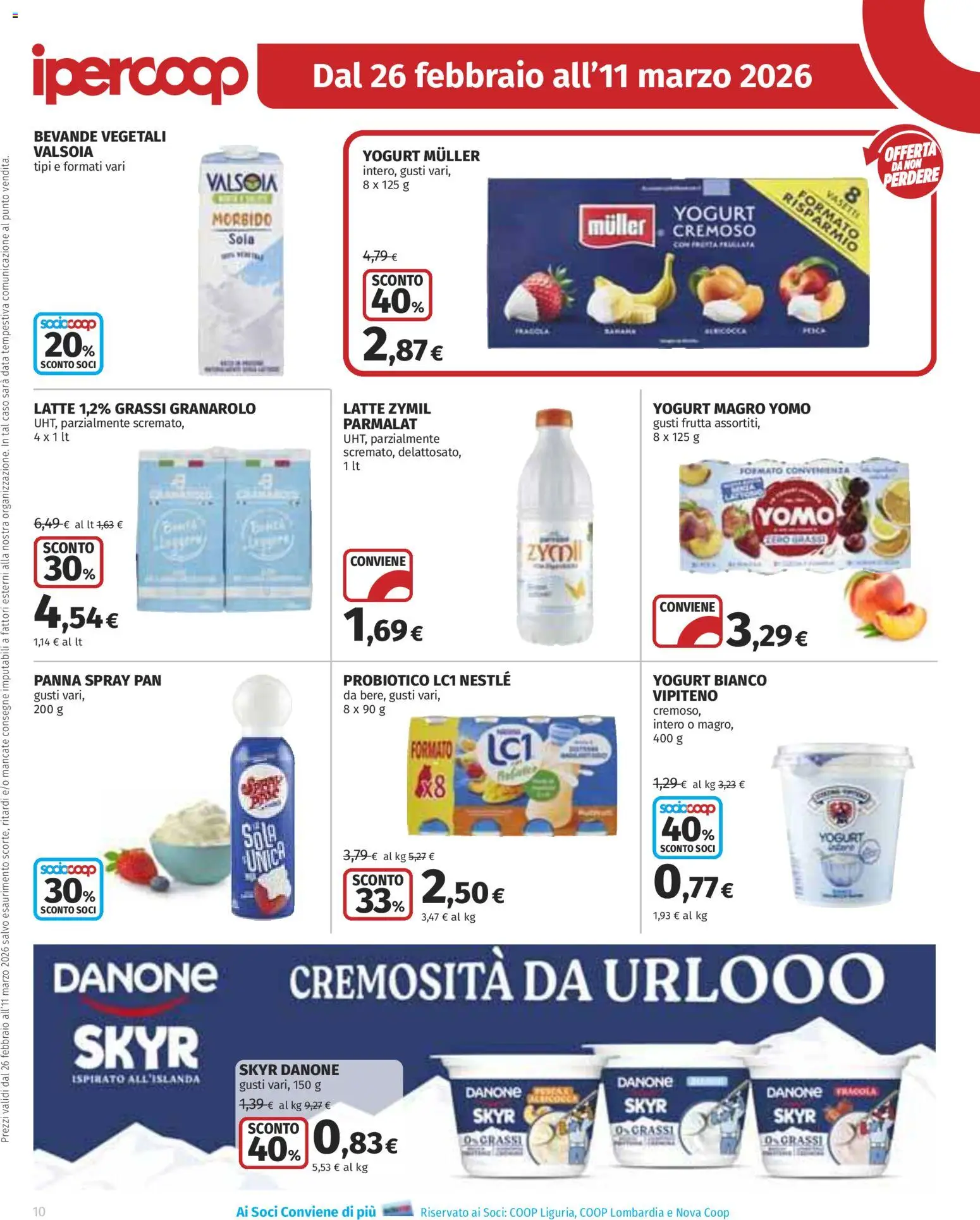 Volantino Ipercoop del 26.02.2026 | Pagina: 10 | Prodotti: Yogurt, Frutta, Latte, Data
