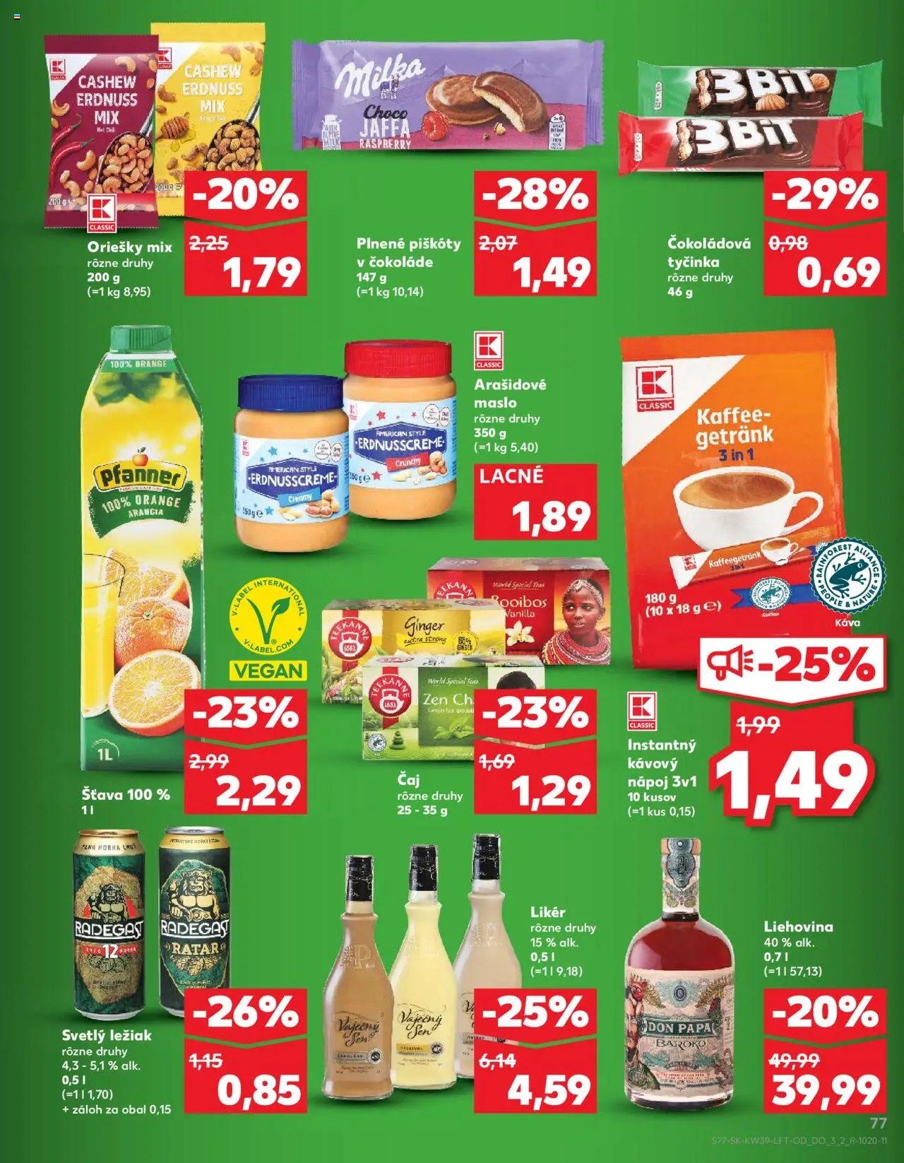 Nové Kaufland akcie – leták je platný od 25.09.2025 | Strana: 77 | Produkty: Káva, Radegast, Don Papa, Teekanne