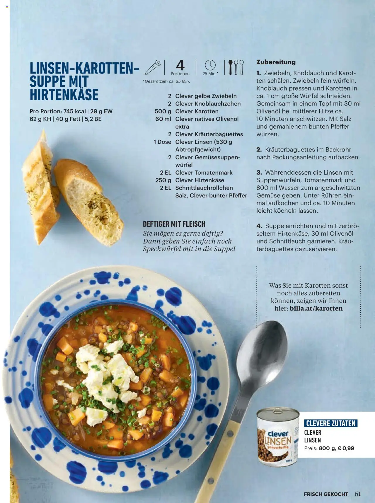 Billa Frisch Gekocht gültig ab 03.07.2025 | Seite: 61 | Produkte: Zwiebeln, Wasser, Gemüse, Pfeffer