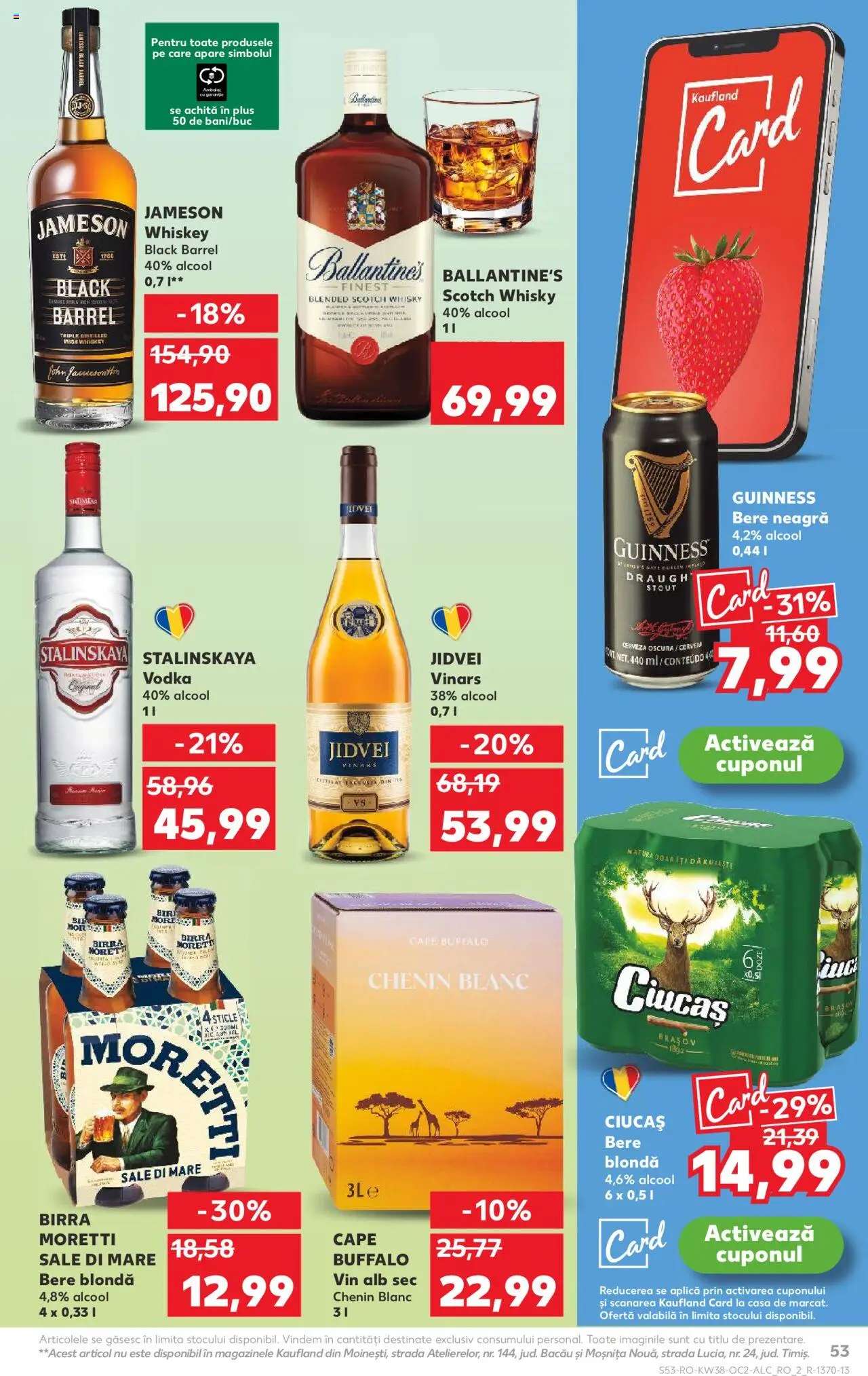 Noul catalog Kaufland – valabil de la 17.09.2025 | Pagină: 53 | Produse: Vin, Bere, Vodka, Whiskey