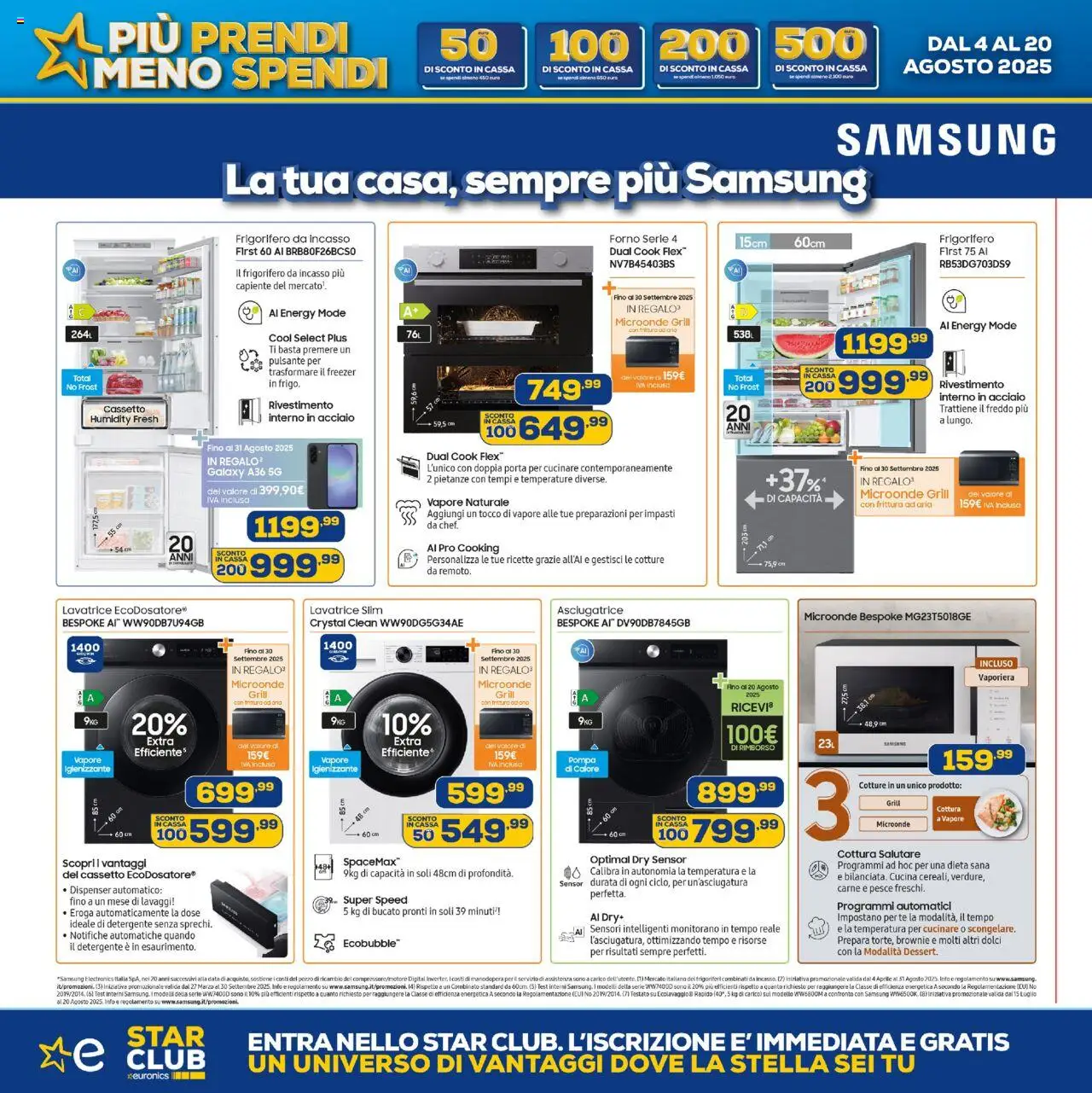 Volantino Euronics del 04.08.2025 | Pagina: 15 | Prodotti: Pesce, Tè, Forno, Frigorifero da incasso
