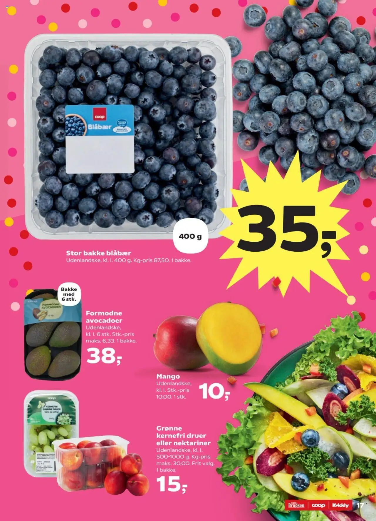 Super Brugsen Tilbudsavis gyldig fra 07.08.2025 | Side: 17 | Produkter: Blåbær, Mango, Nektariner