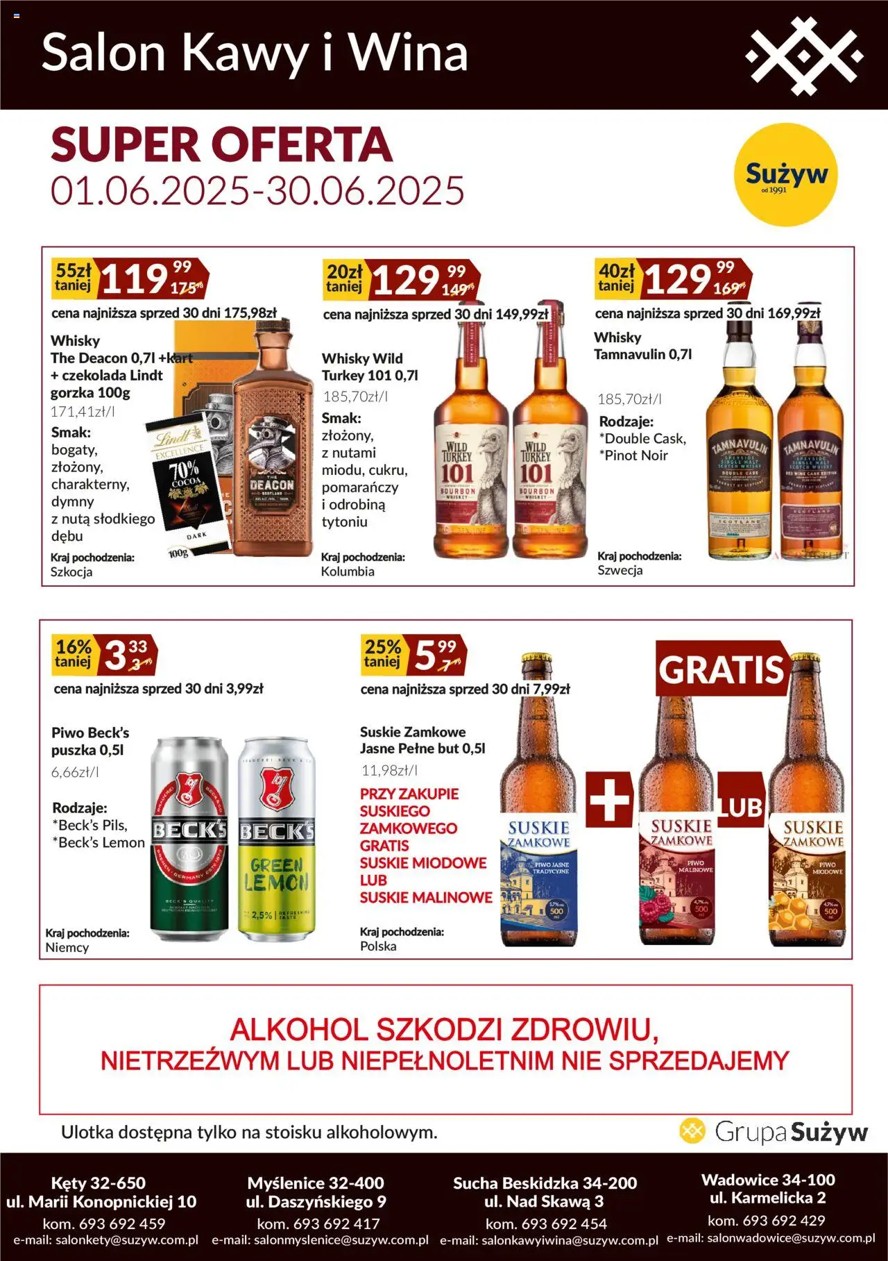 Sużyw Gazetka - Salon kawy i wina od 01.06.2025 | Strona: 3 | Produkty: Czekolada lindt, Bourbon, Wild Turkey, Alkohol