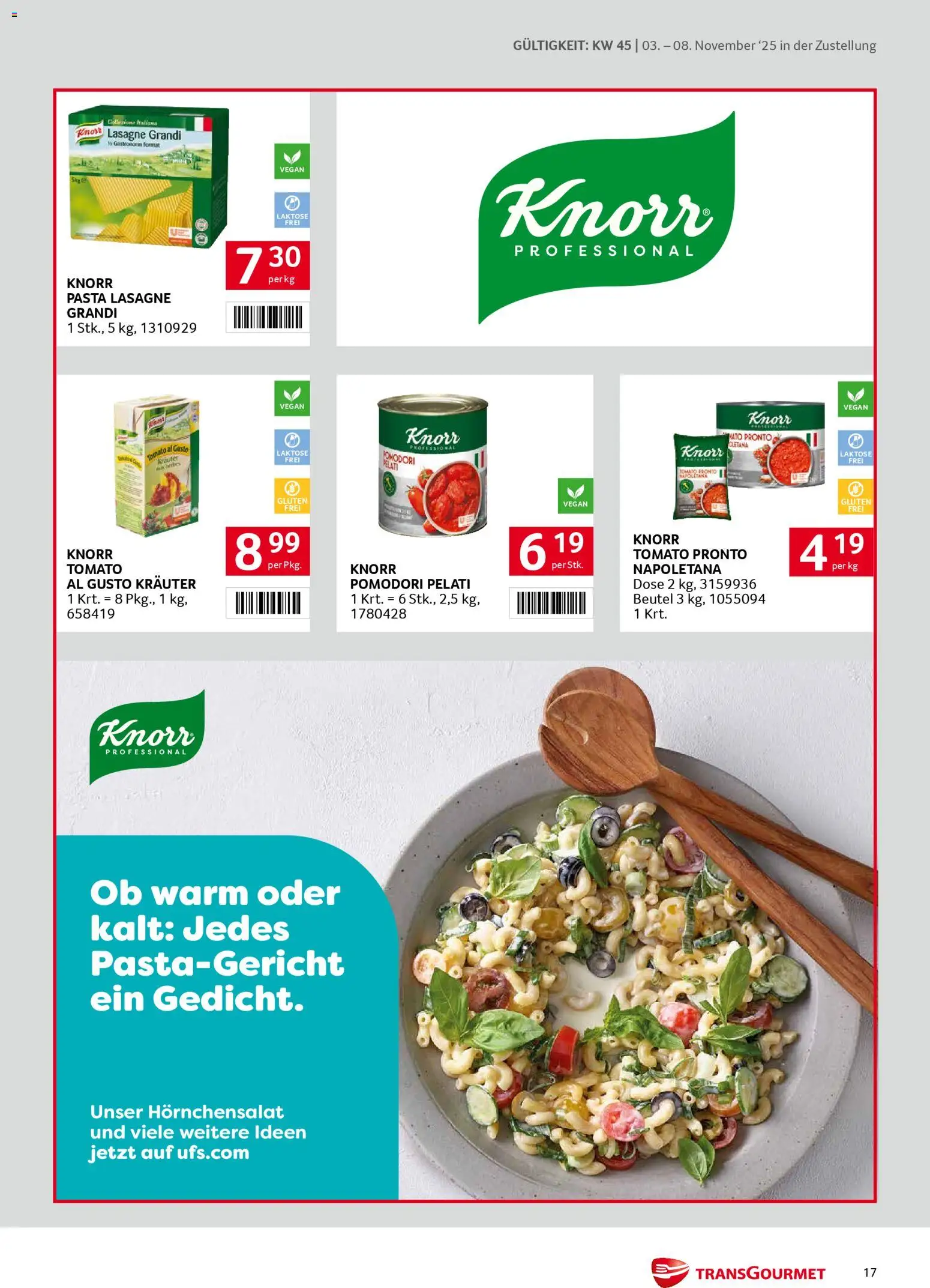 Transgourmet Zustellaktion gültig ab 03.11.2025 | Seite: 17 | Produkte: Pasta