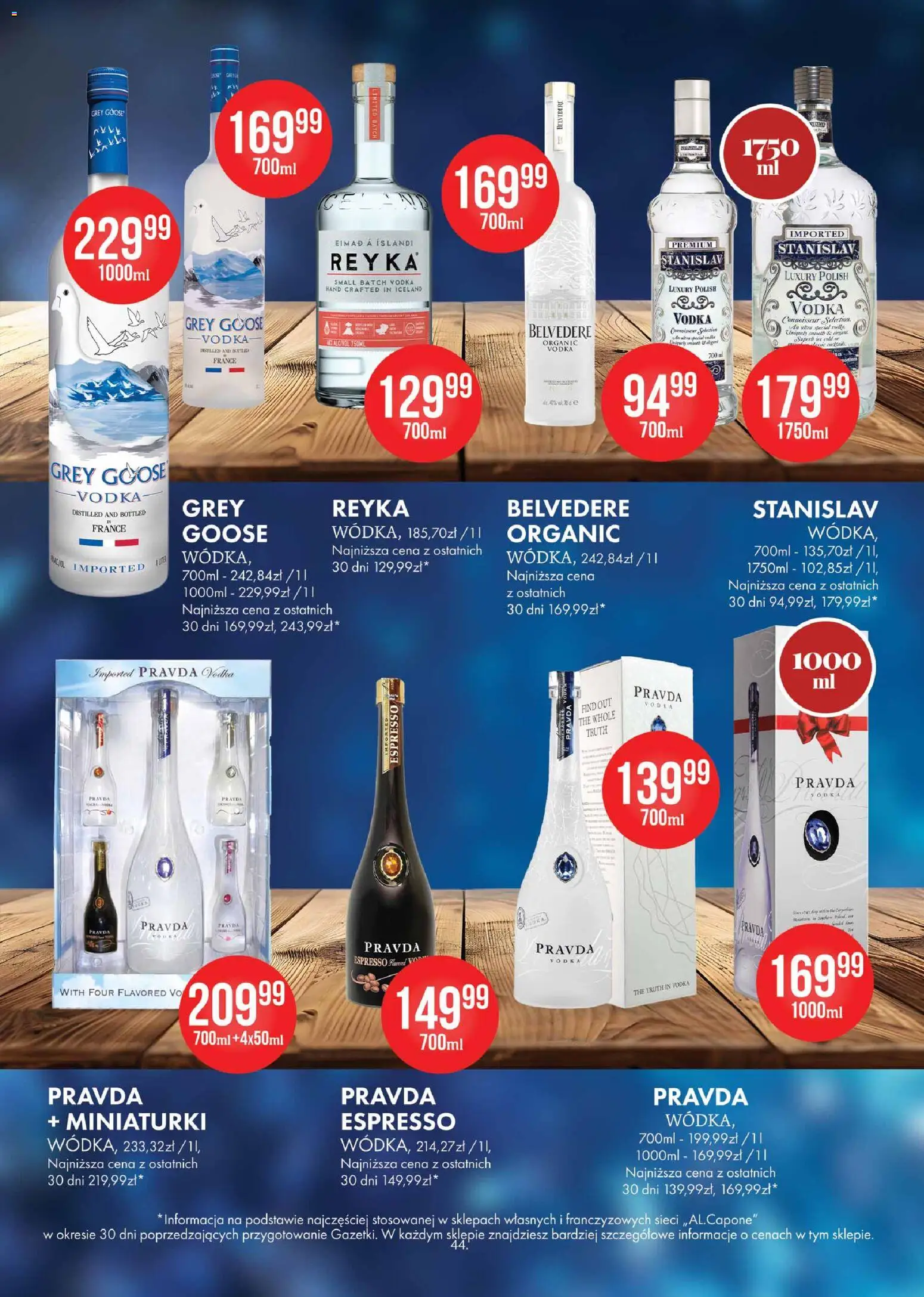 Al.Capone Gazetka od 13.11.2025 | Strona: 44 | Produkty: Grey goose, Vodka, Wódka