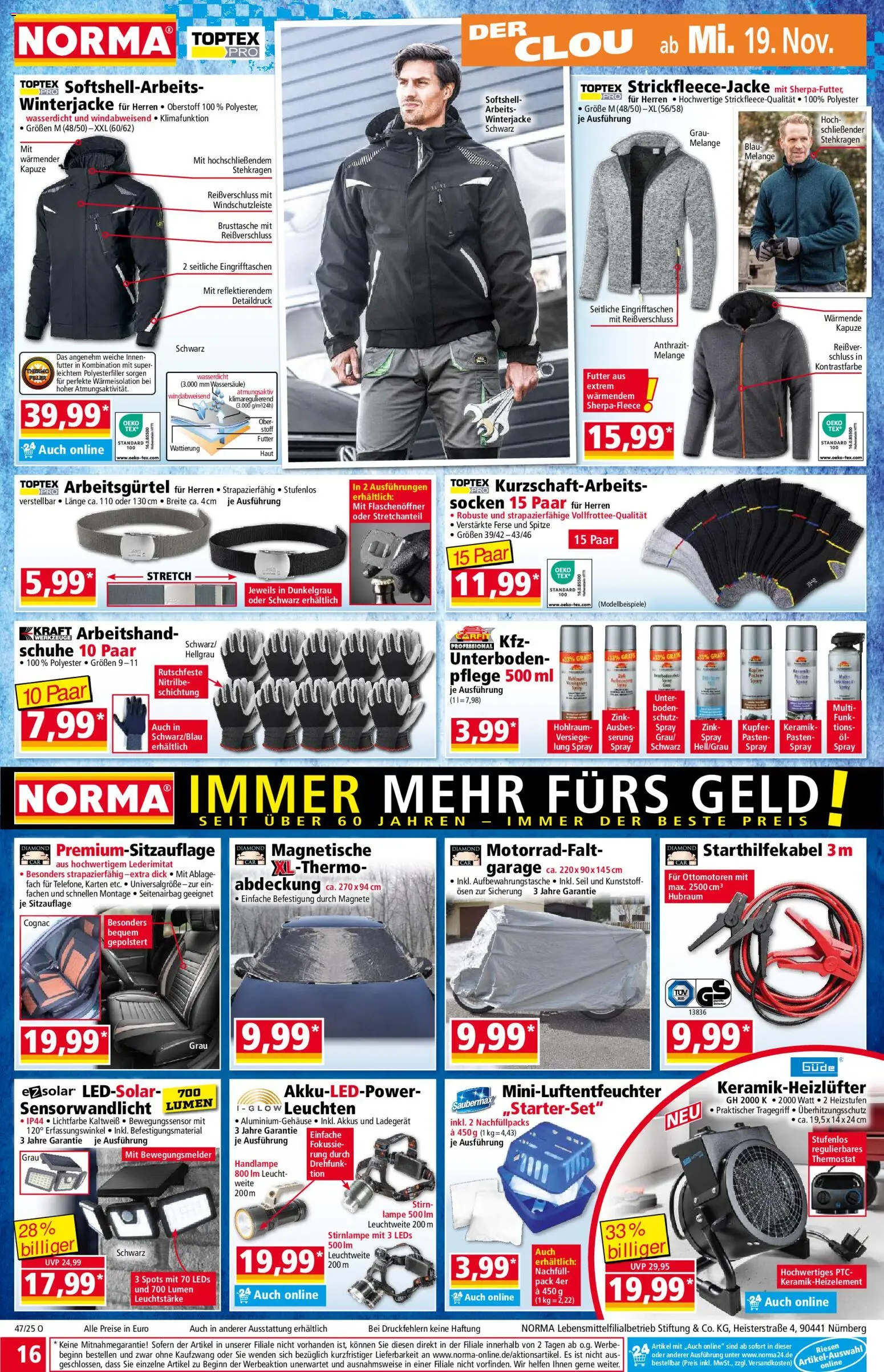 Norma - Black Friday – gültig ab 17.11.2025 | Seite: 16 | Produkte: Winterjacke, Lampe, Socken, Ladegerät