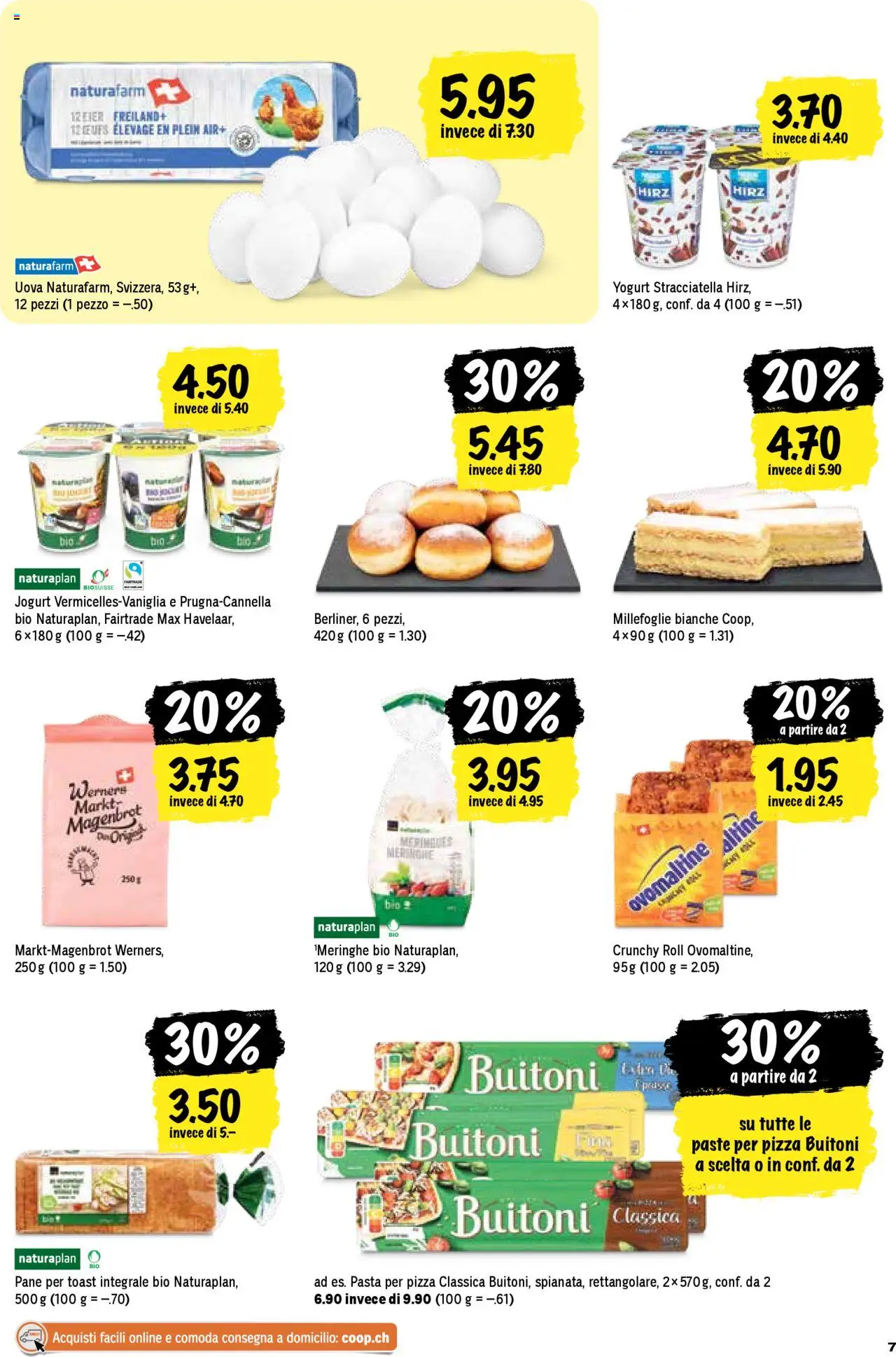 Coop - Una settimana di azioni – gültig ab 09.10.2025 | Seite: 7 | Produkte: Pane, Pizza, Pasta