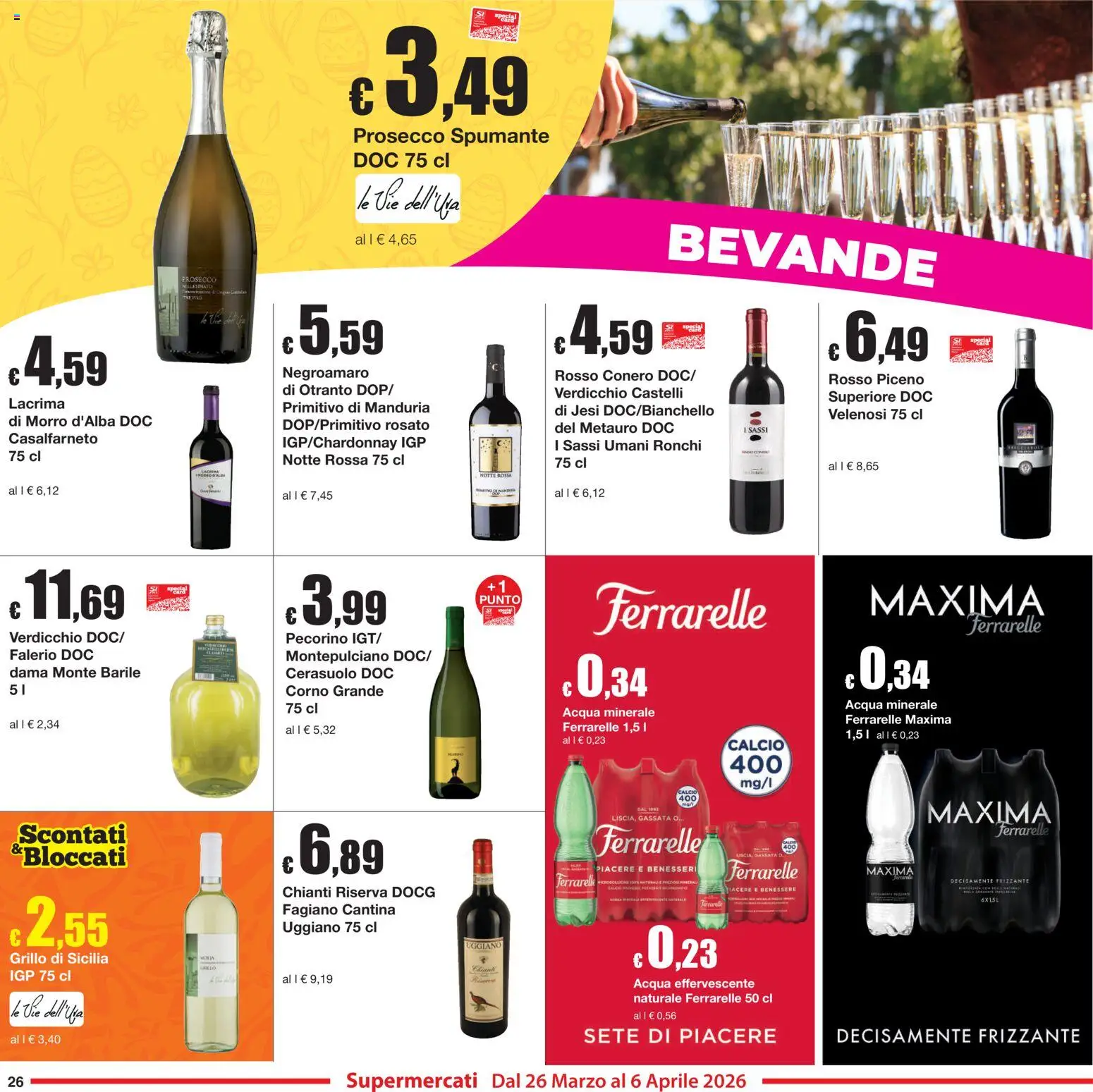Volantino Sì con Te del 26.03.2026 | Pagina: 26 | Prodotti: Prosecco, Acqua, Spumante, Acqua minerale
