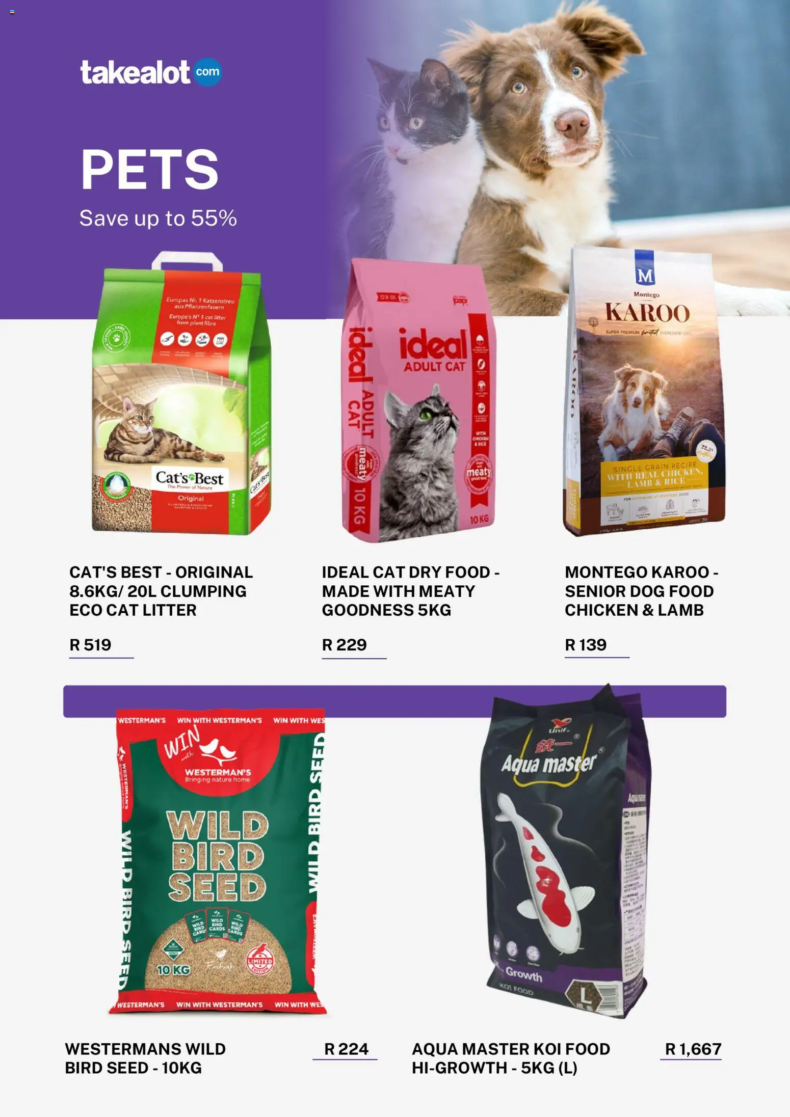 New Takealot catalogue – valid from 01.02.2026 | Page: 5 | Products: Chicken, Rice, Dog food, Cat litter