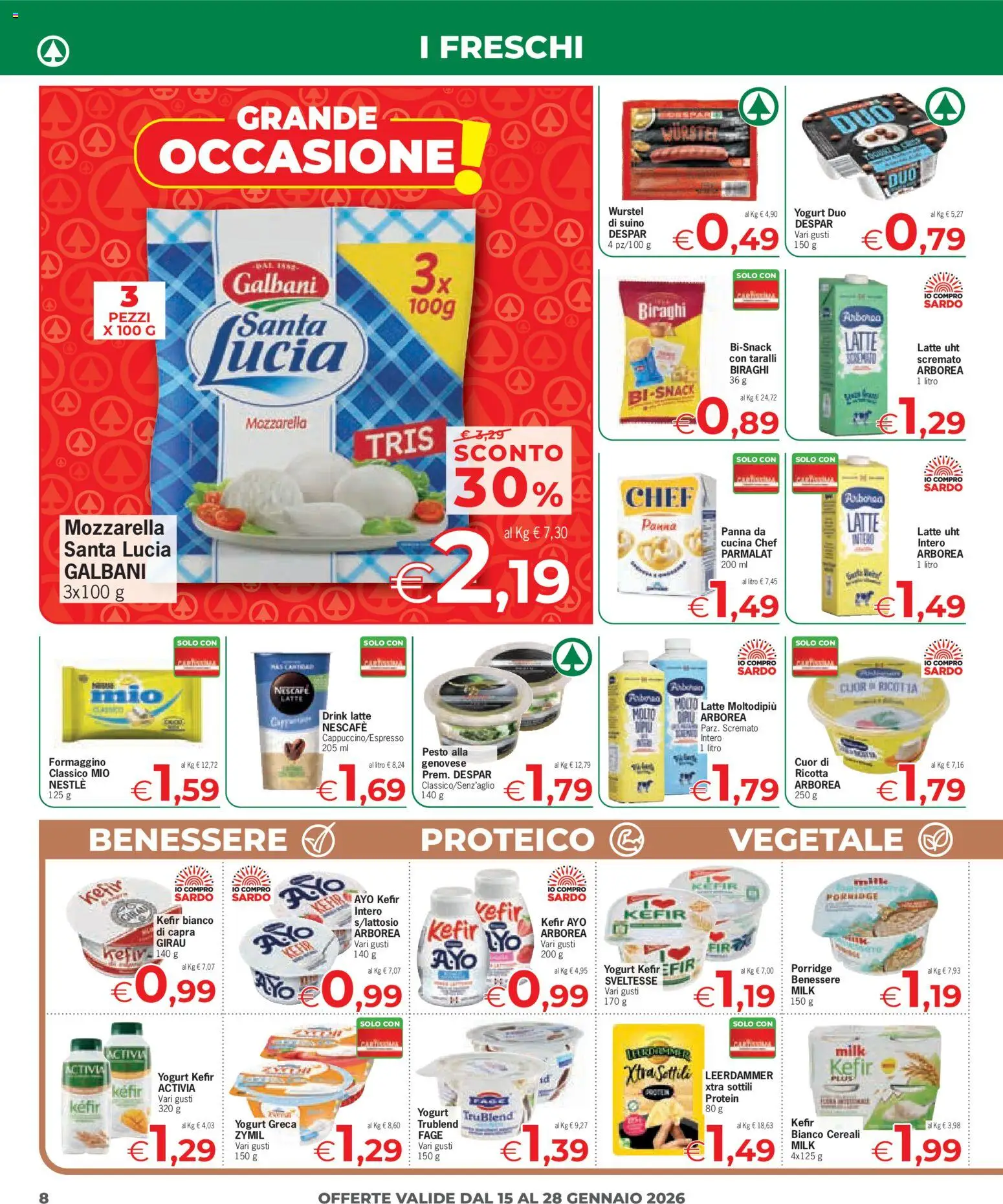 Volantino Eurospar del 15.01.2026 | Pagina: 8 | Prodotti: Yogurt, Cereali, Panna, Suino