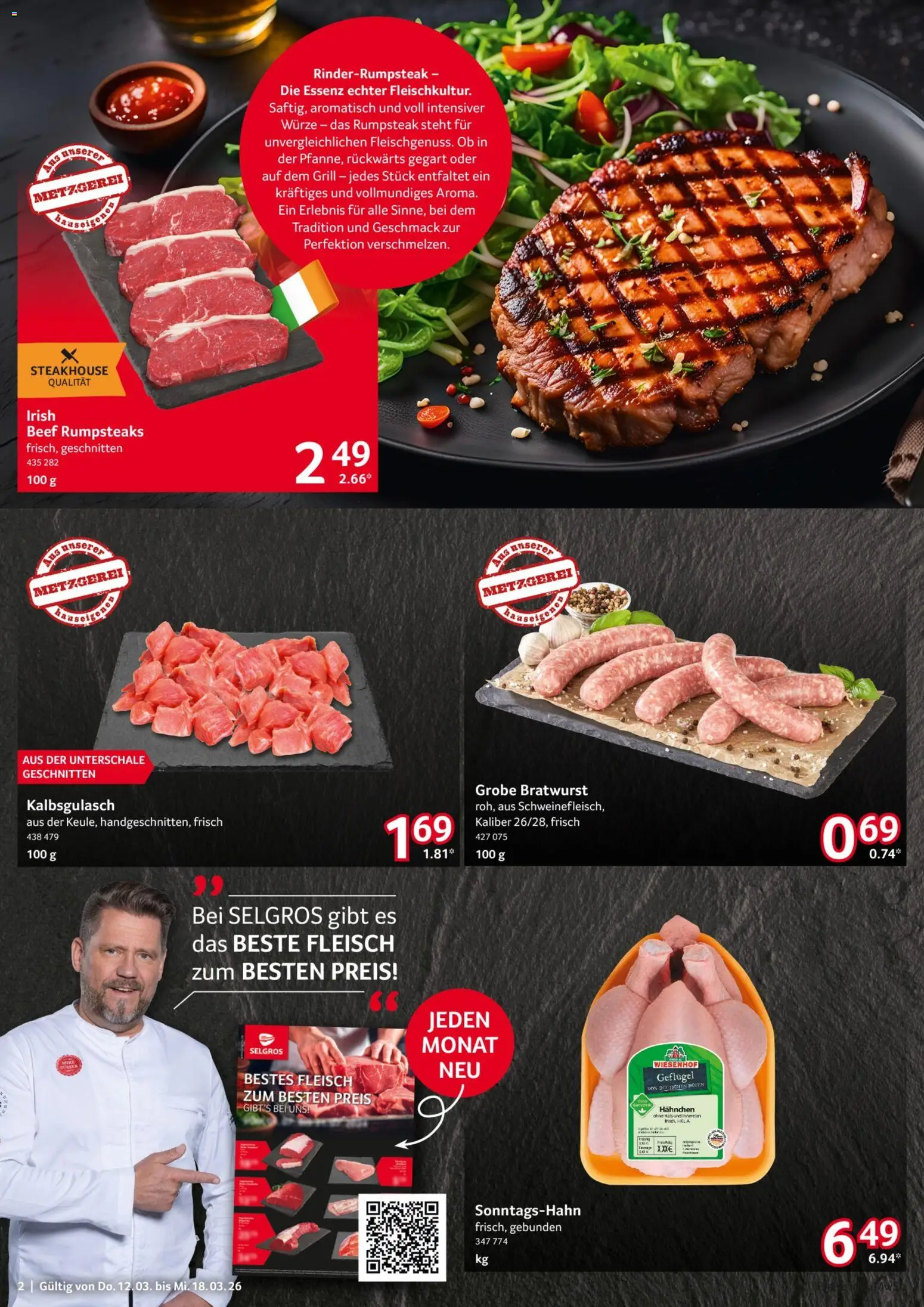 Selgros Prospekt 	 – gültig ab 12.03.2026 | Seite: 2 | Produkte: Rumpsteak, Grill, Hahnchen, Fleisch