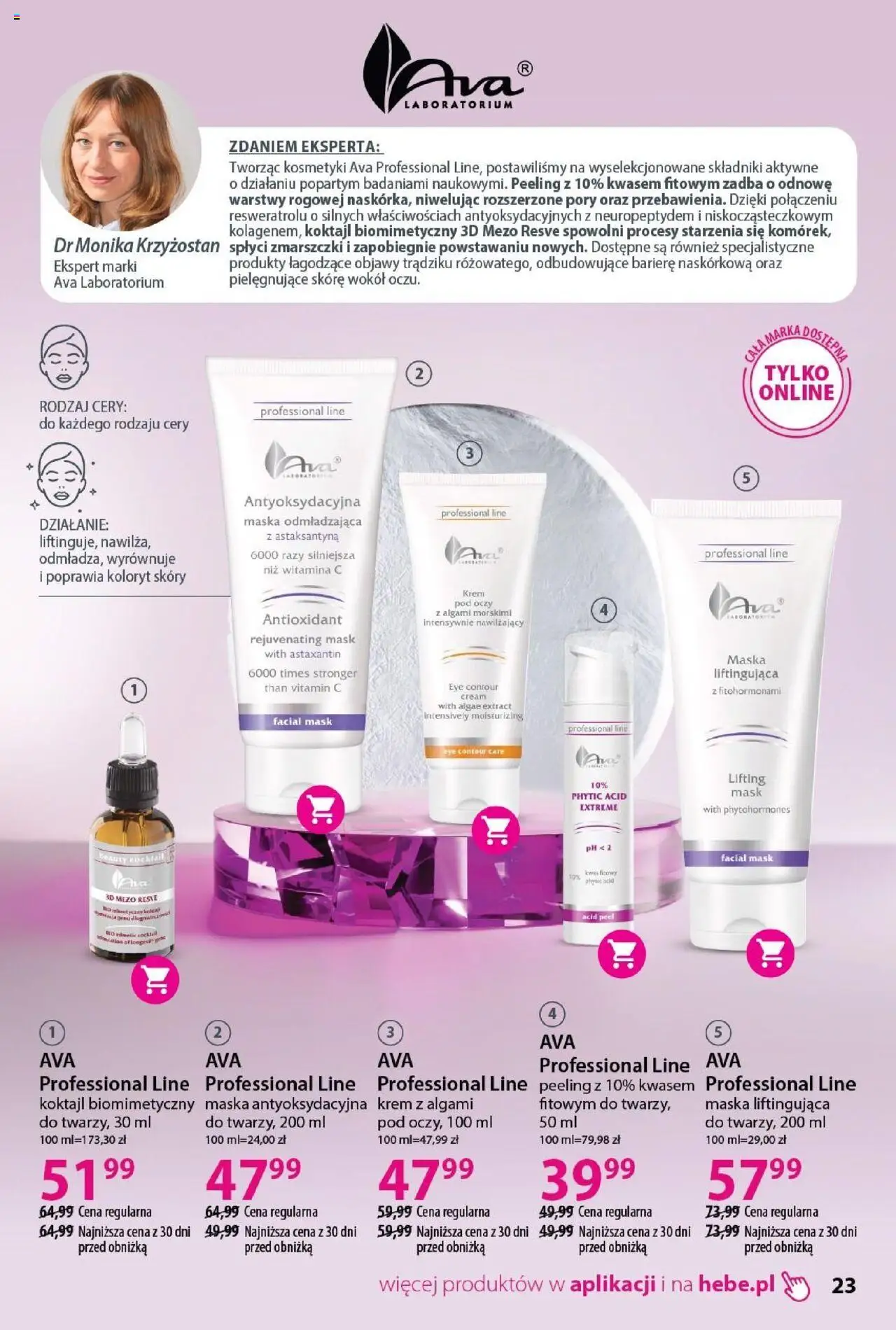 Hebe Gazetka - Katalog od 01.08.2025 | Strona: 23 | Produkty: Kosmetyki, Maska, Peeling, Krem