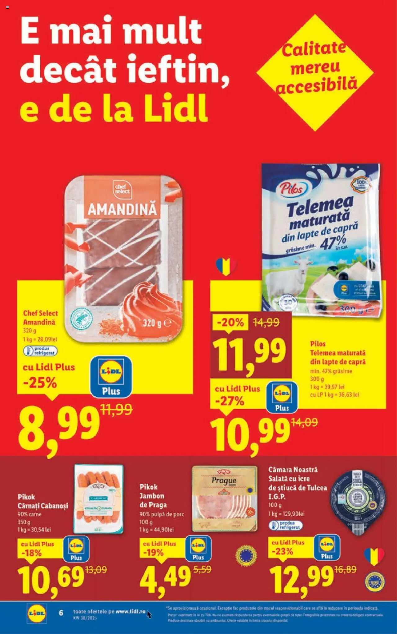 Noul catalog Lidl – valabil de la 15.09.2025 | Pagină: 6 | Produse: Toplar, Amandină, Salată, Cârnați