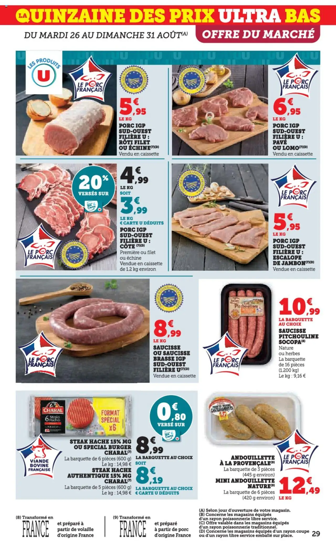  | Page: 29 | Produits: Poissonnerie, Saucisse, Viande, Porc