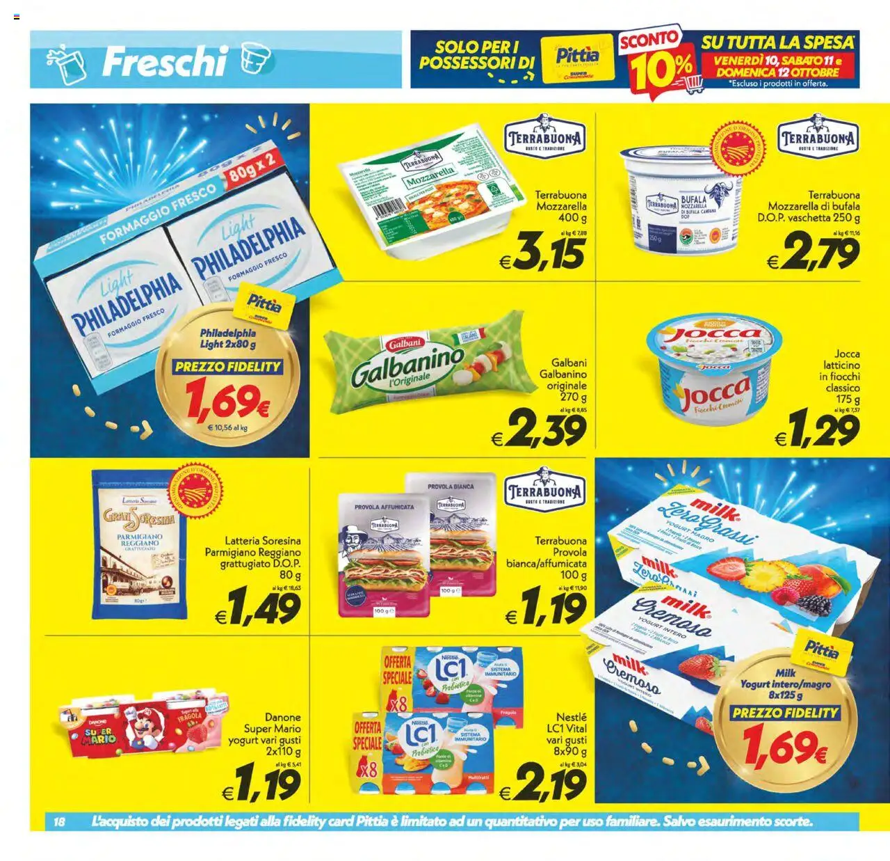Volantino SuperConveniente del 10.10.2025 | Pagina: 18 | Prodotti: Fiocchi, Mozzarella, Parmigiano reggiano, Parmigiano