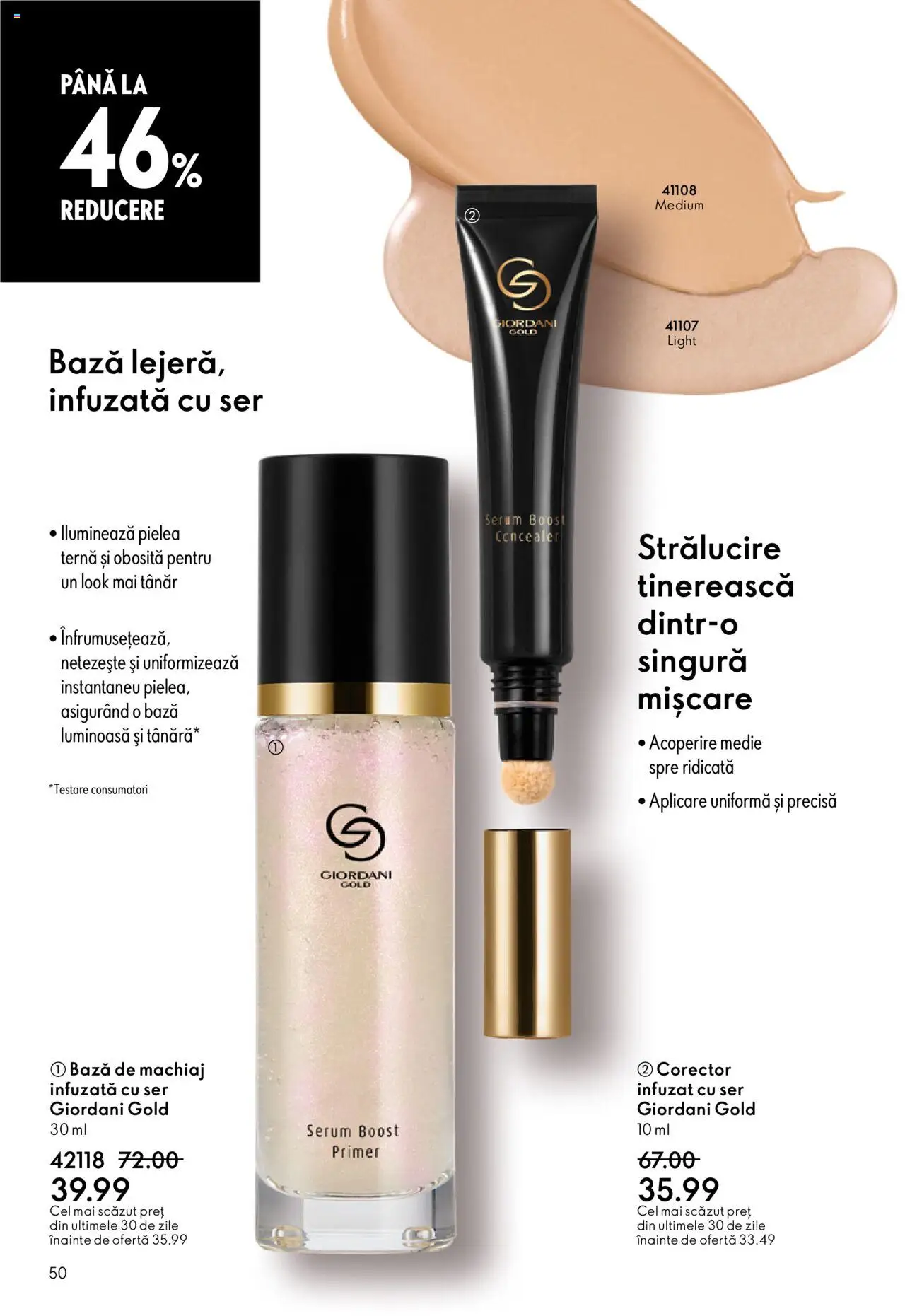 Oriflame catalog 13 2025 – valabil de la 10.09.2025 | Pagină: 50 | Produse: Serum, Bază de machiaj, Machiaj, Concealer