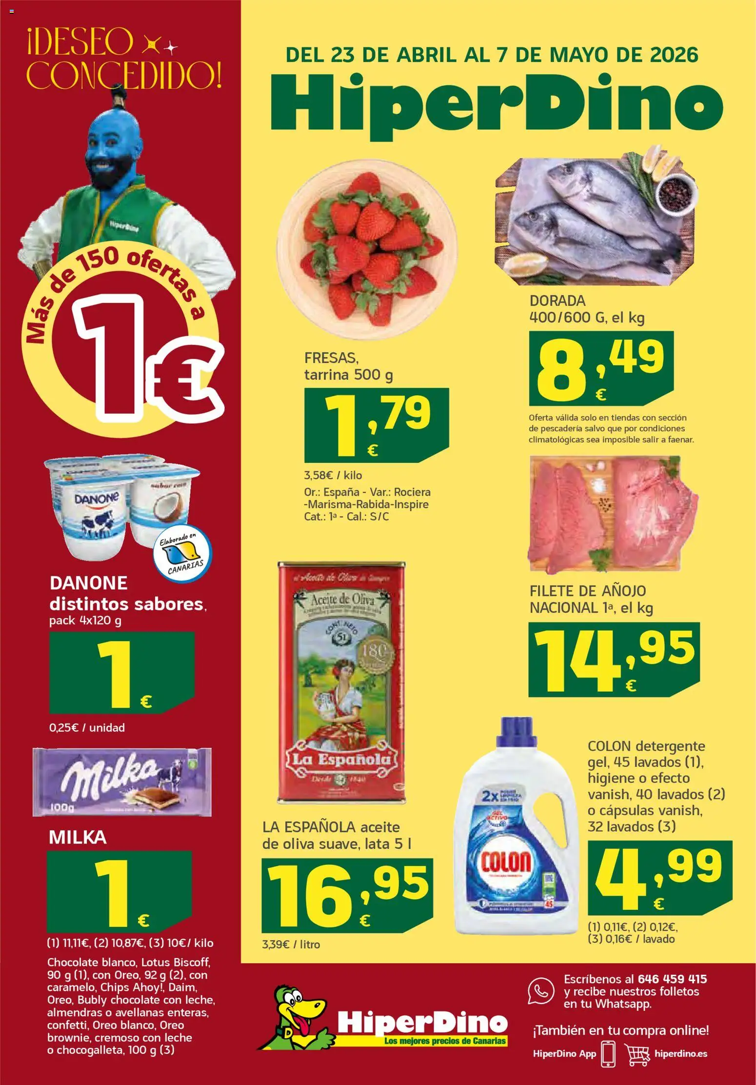 HiperDino folleto │ válido desde el 23.04.2026 | Página: 1 | Productos: Detergente, Chocolate, Aceite de oliva, Filete