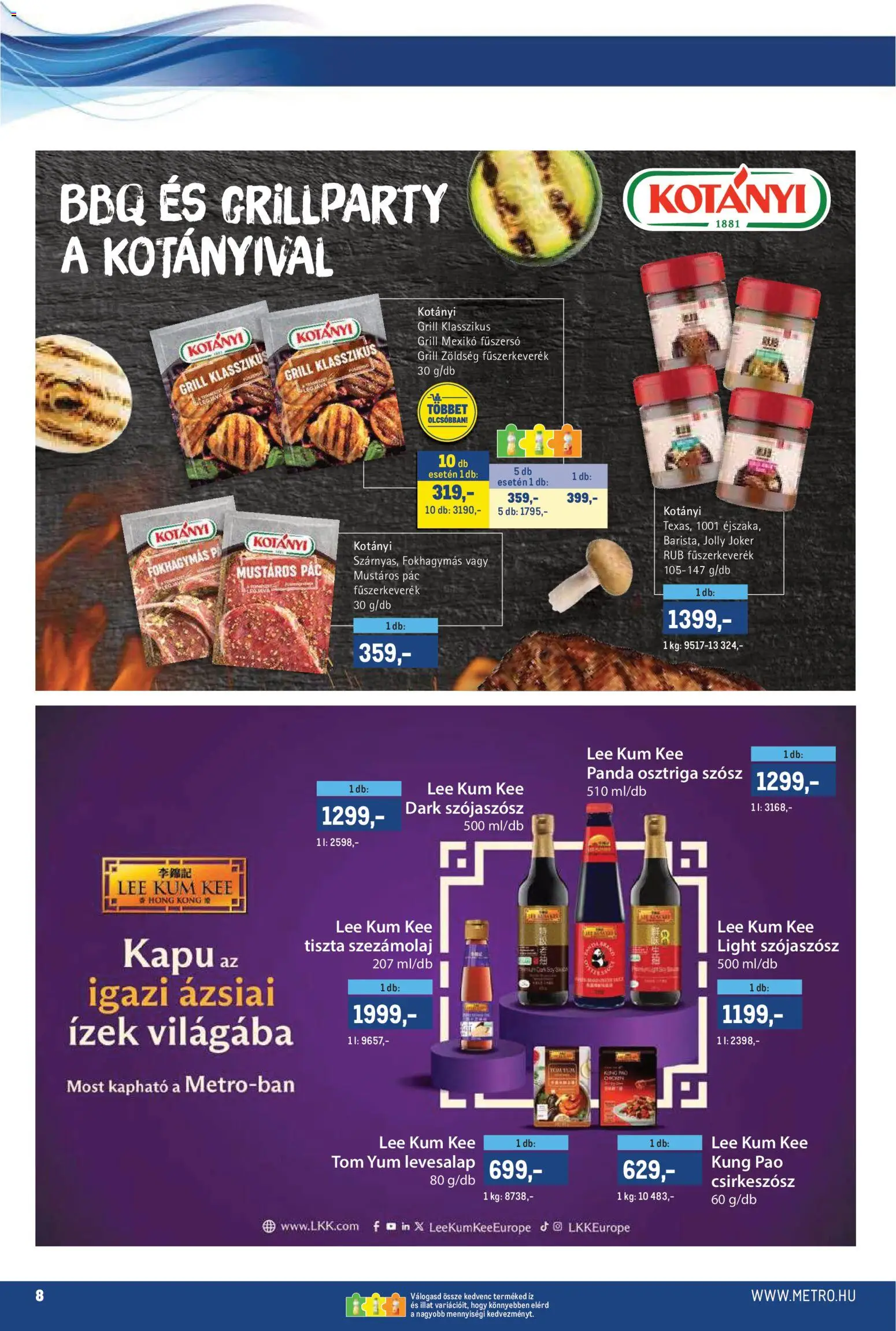 Metro akciós ujság - amely érvényes a következő dátumtól: 02.05.2026 | Oldal: 8 | Termékek: Fűszerkeverék, Grill, Kapu, Zöldség