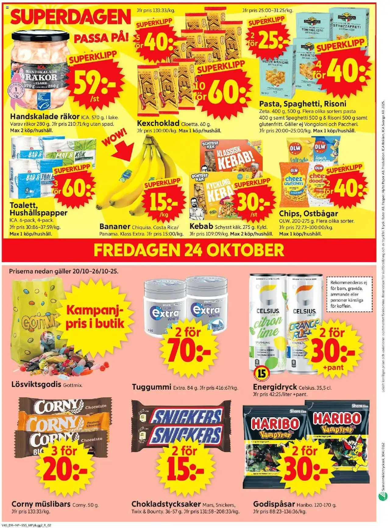 ICA Supermarket reklamblad aktuell från 20.10.2025 | Sida: 18 | Produkter: Galler, Räkor, Papper, Lime