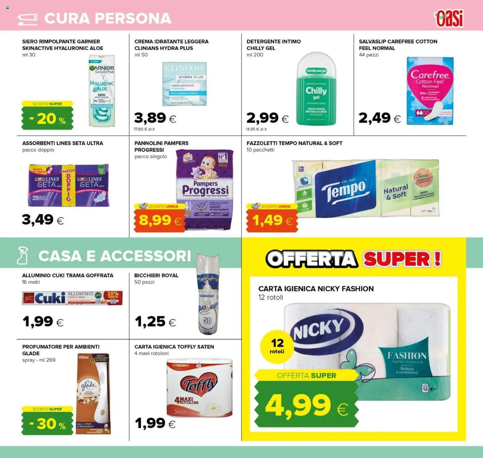 Volantino Oasi del 29.01.2026 | Pagina: 21 | Prodotti: Carta igienica, Detergente intimo, Detergente, Alluminio