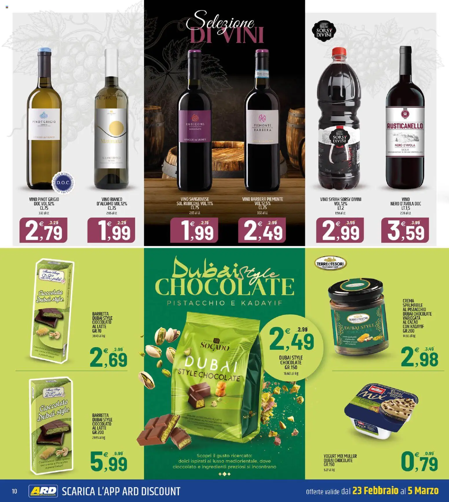 Volantino ARD Discount del 23.02.2026 | Pagina: 10 | Prodotti: Cioccolato, Barretta, Cacao, Vino bianco