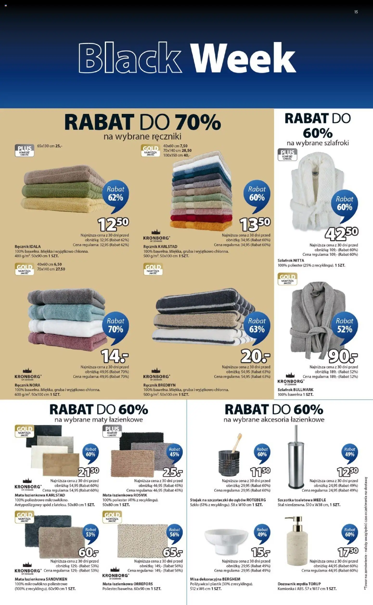 JYSK Black Friday od 21.11.2025 | Strona: 15 | Produkty: Szlafrok, Szczotka, Mata łazienkowa