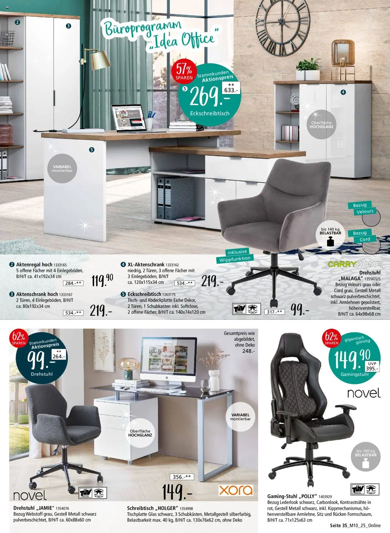 Zurbrüggen - Junges Wohnen - gültig ab dem 09.08.2025 | Seite: 35 | Produkte: Tisch, Gamingstuhl, Aktenregal