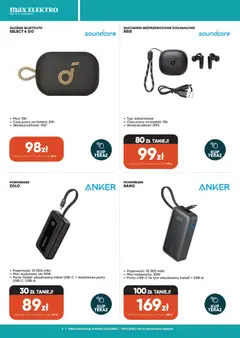 Pogląd oferty "Max elektro Gazetka" - ważna od 14.01.2026 | Strona: 5 | Produkty: Słuchawki, Głośnik bluetooth, Powerbank, Słuchawki bezprzewodowe