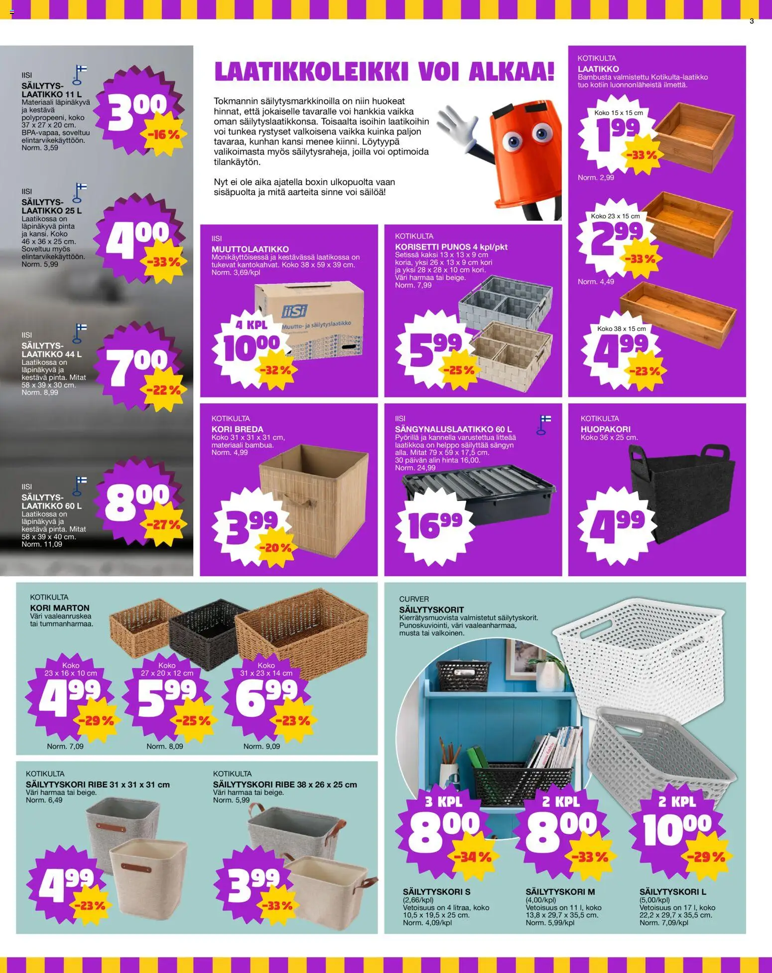 Tokmanni tarjoukset – voimassa 05.01.2026 alkaen | Sivu: 3 | Tuotteet: Kansi, Laatikko, Kori, Voi