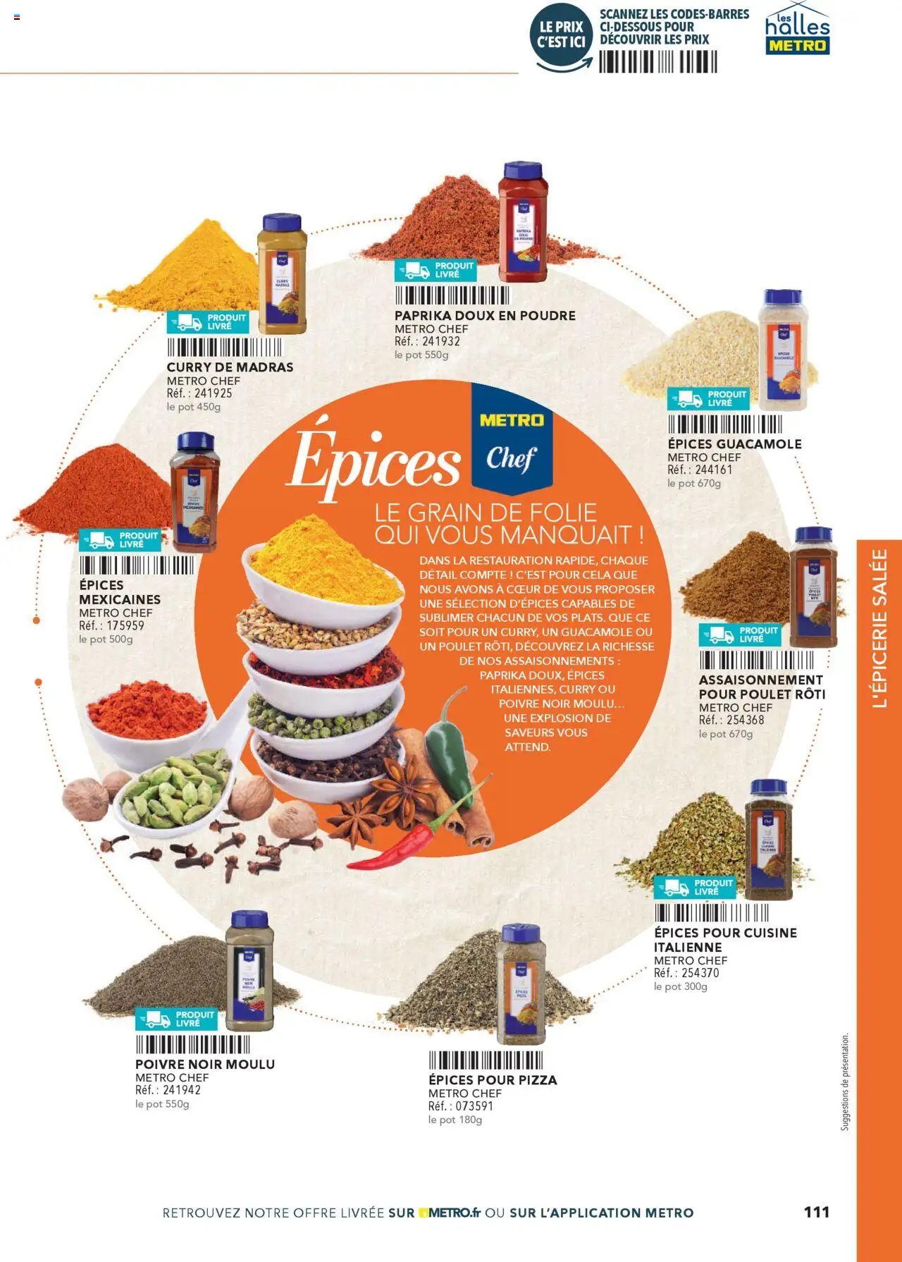  | Page: 111 | Produits: Poudre, Curry, Guacamole, Pizza