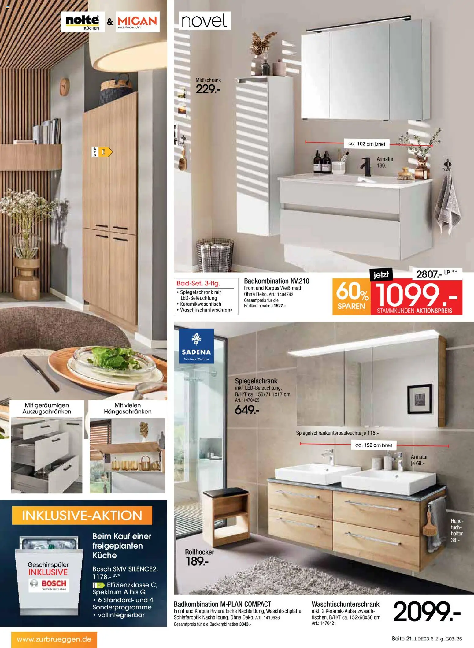 Zurbrüggen Bonus Sonder-Tage – gültig ab 15.03.2026 | Seite: 39 | Produkte: Küche, Armatur, Spiegelschrank, Kuchen