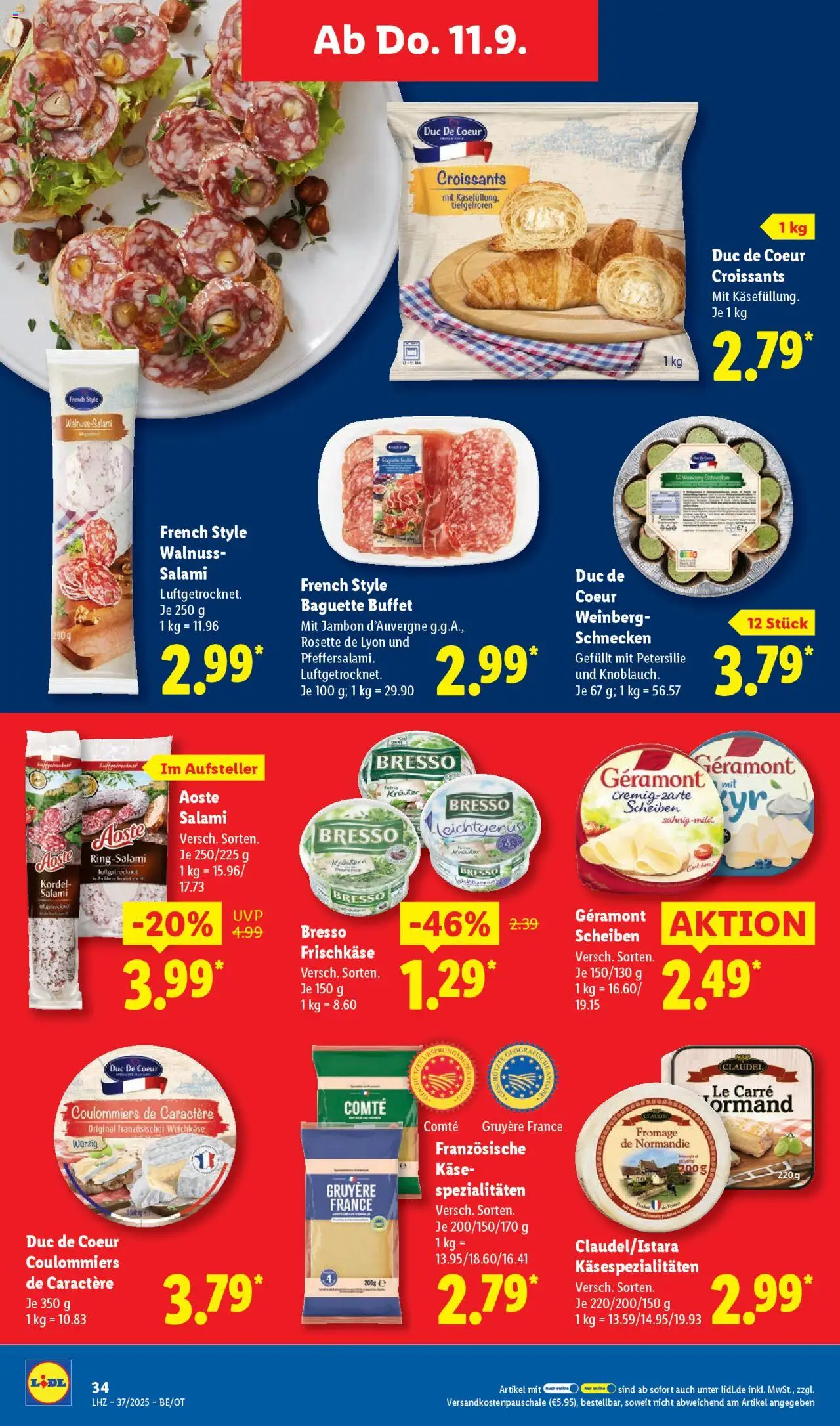 Lidl - Prospekt Zossen – gültig ab 08.09.2025 | Seite: 46 | Produkte: Baguette, Bresso, Salami, Frischkase