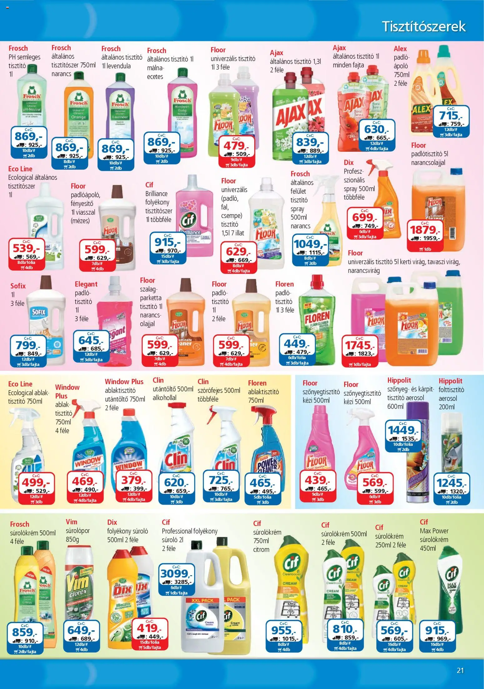 ÁRKLUB akciós ujság - amely érvényes a következő dátumtól: 01.04.2026 | Oldal: 21 | Termékek: Málna, Ablak, Folttisztító, Levendula