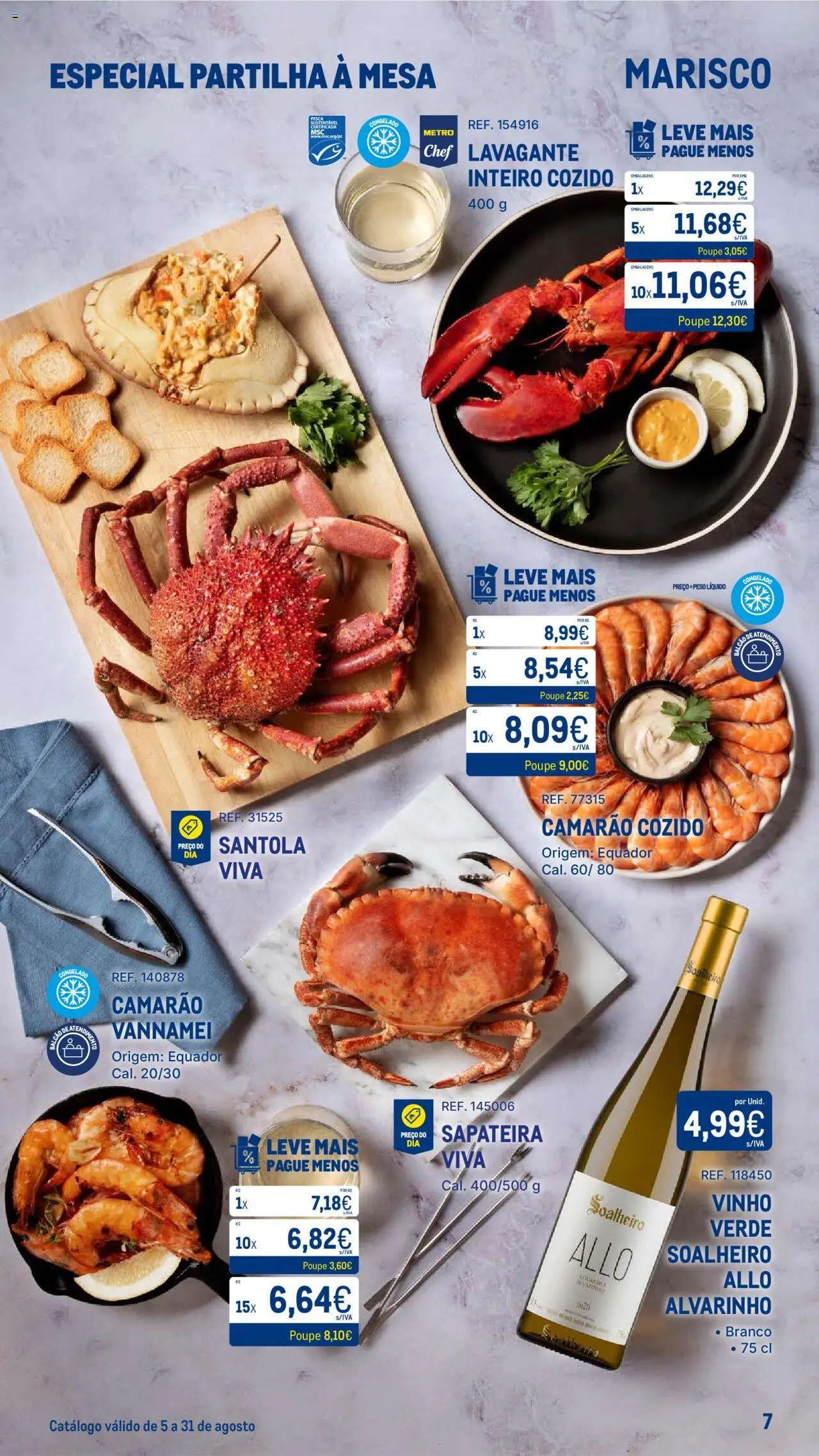 Makro - Especial Partilha à Mesa │ válido de 05.08.2025 | Página: 7 | Produtos: Camarão, Mesa, Vinho, Sapateira