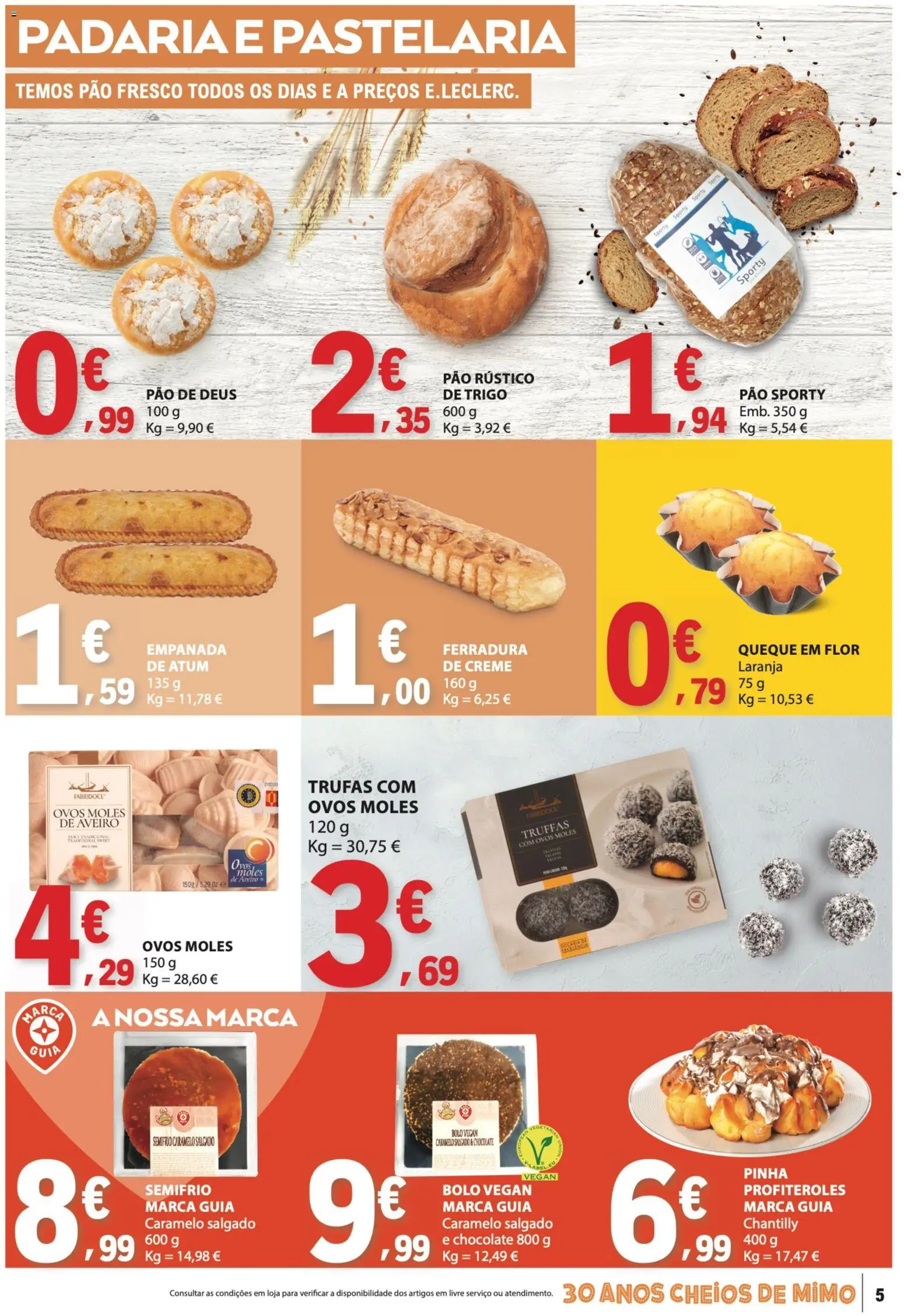 E.Leclerc folheto │ válido de 23.04.2026 | Página: 5 | Produtos: Bolo, Pão, Chocolate, Creme