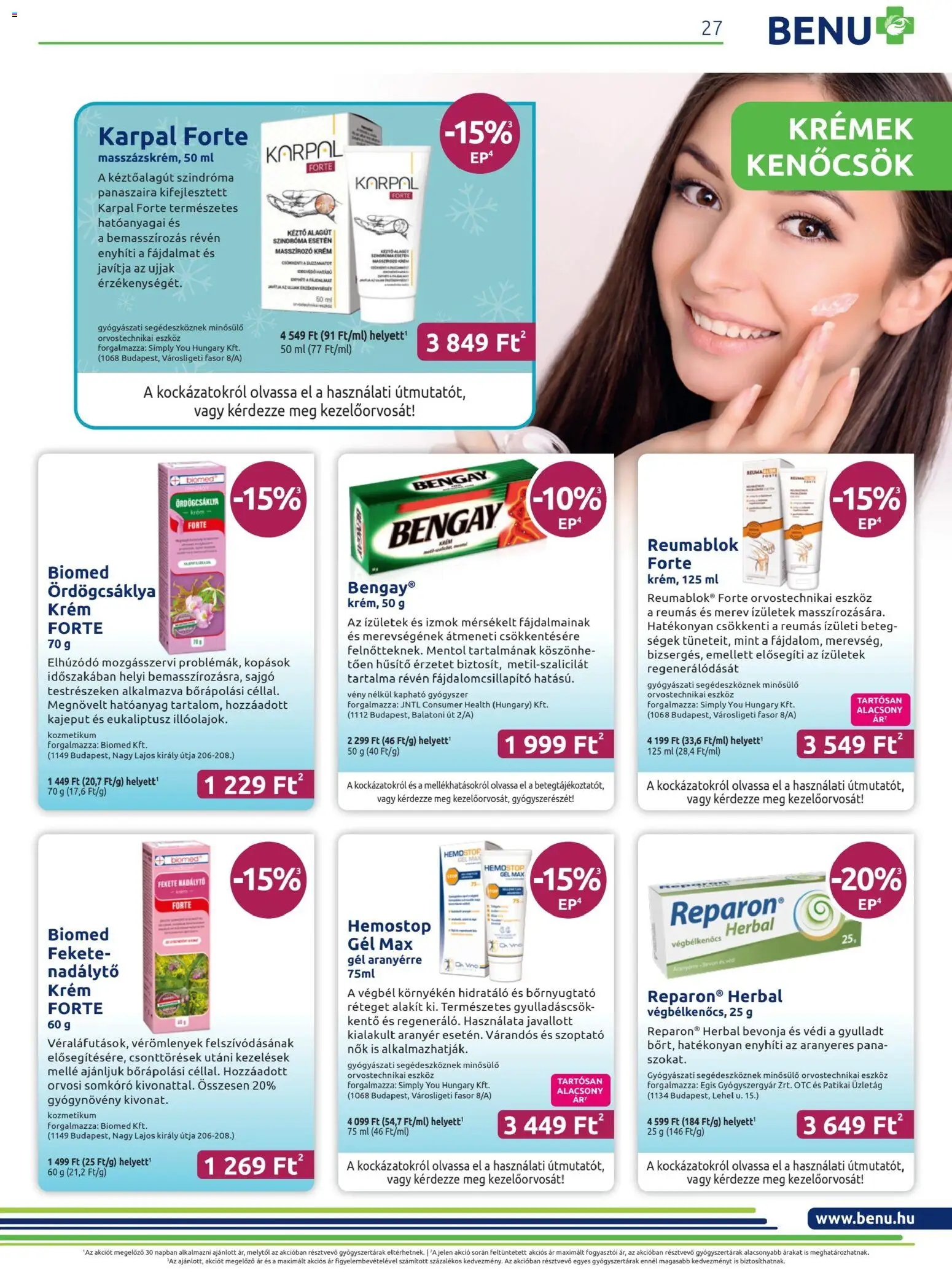 BENU Gyógyszertárak akciós ujság - amely érvényes a következő dátumtól: 01.01.2026 | Oldal: 27