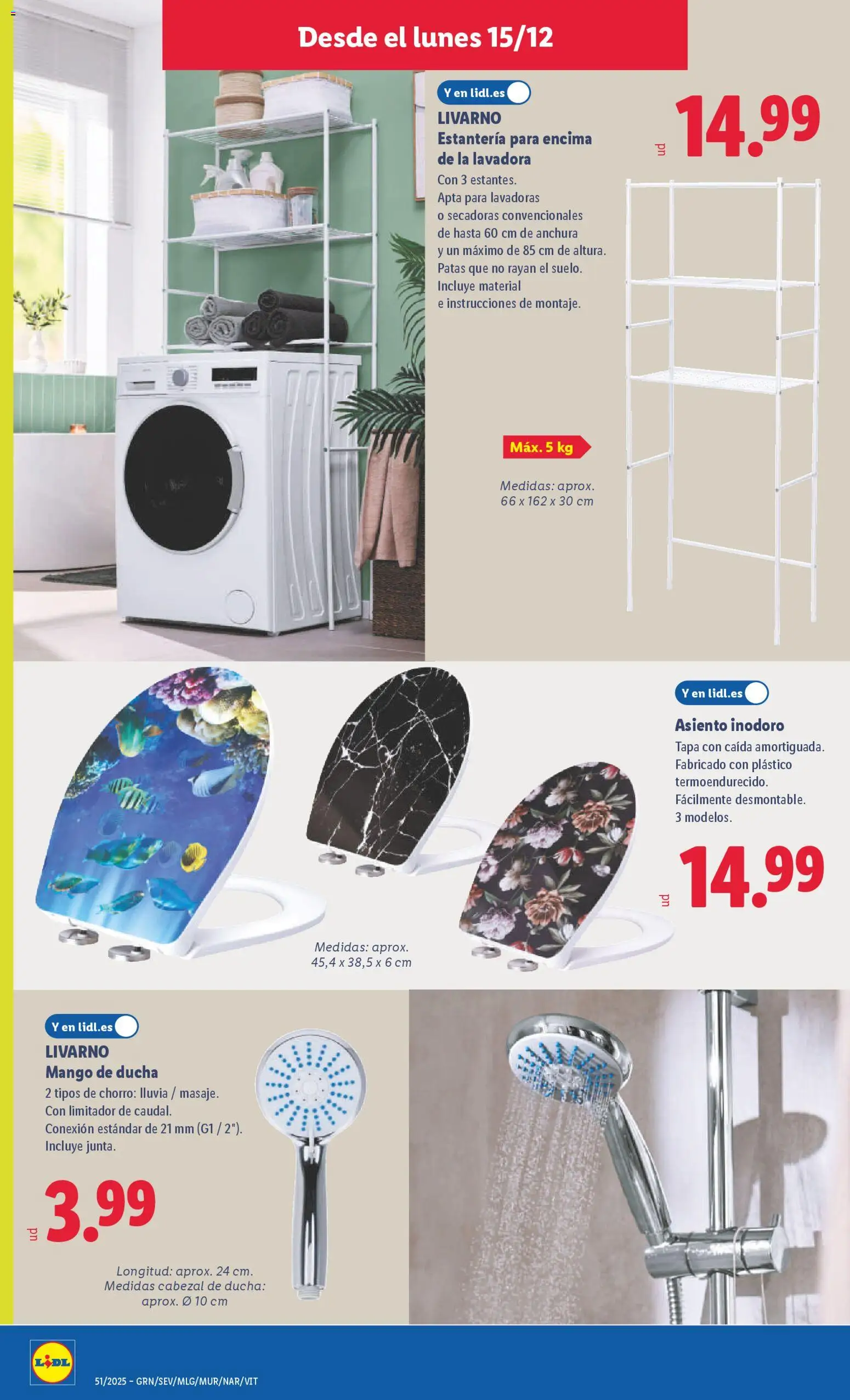 Lidl folleto de bazar │ válido desde el 15.12.2025 | Página: 8 | Productos: Cabezal de ducha, Lavadora, Ρούτερ, Ducha