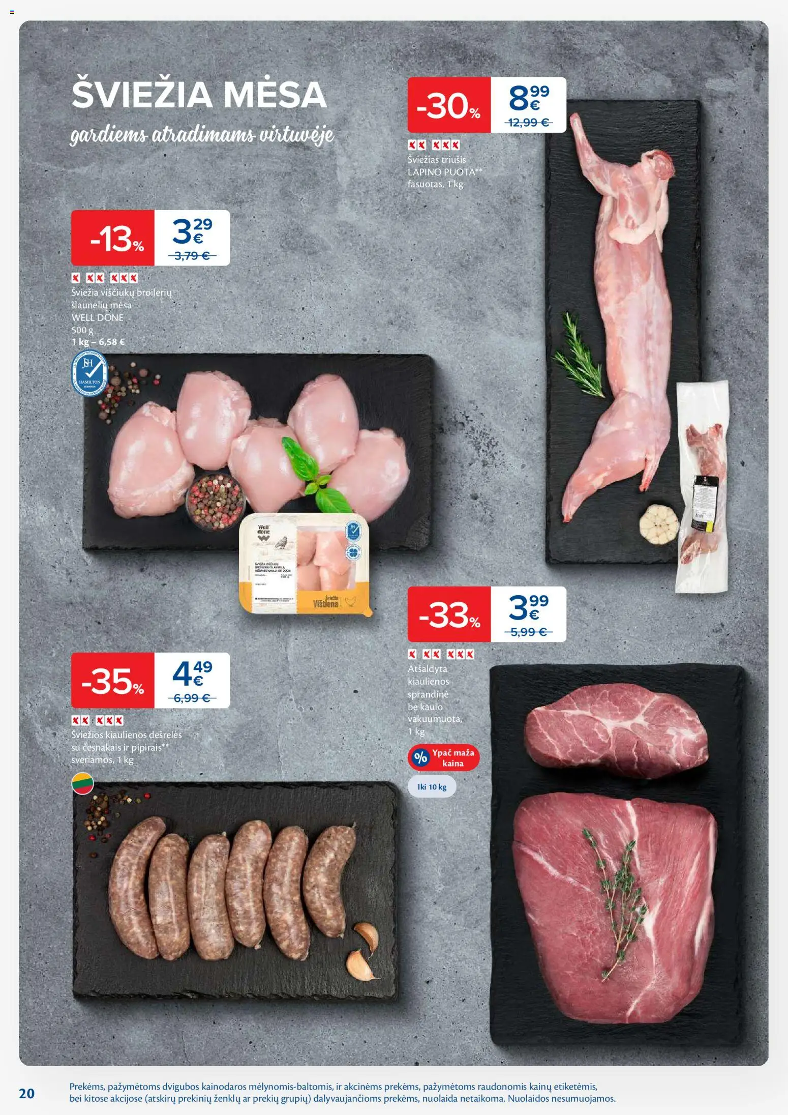 MAXIMA akcijos nuo 13.01.2026 | Puslapis: 20 | Prekių: Kiaulienos, Dešrelės, Viščiukų, Vištiena
