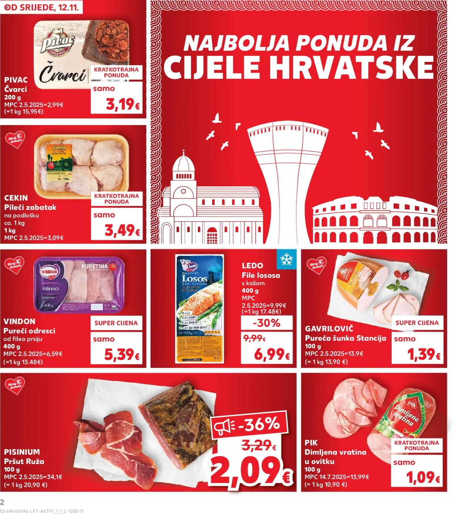 Kaufland katalog | vrijedi od 12.11.2025 | Stranica: 2 | Proizvodi: Puretina, Čvarci, Šunka, Losos