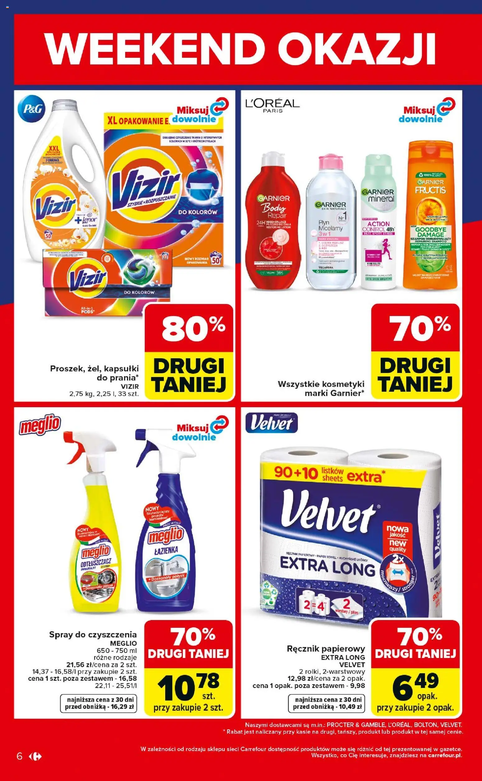 Carrefour gazetka - Weekend okazji od 23.04.2026 | Strona: 6 | Produkty: Kosmetyki, Body, Ręcznik papierowy, Lotion