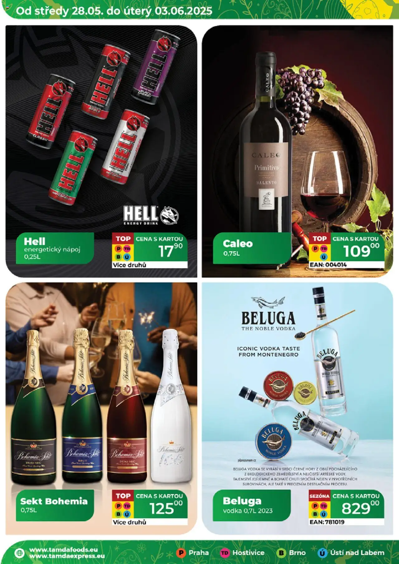 Tamda Foods leták od 28.05.2025 | Strana: 24 | Produkty: Bohemia sekt, Primitivo, Sekt, Beluga vodka