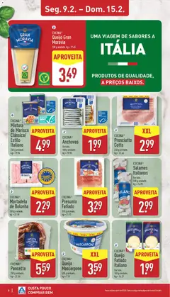 Pré-visualização Aldi folheto válido de 09.02.2026 | Página: 6 | Produtos: Anchovas, Mortadela, Queijo, Presunto