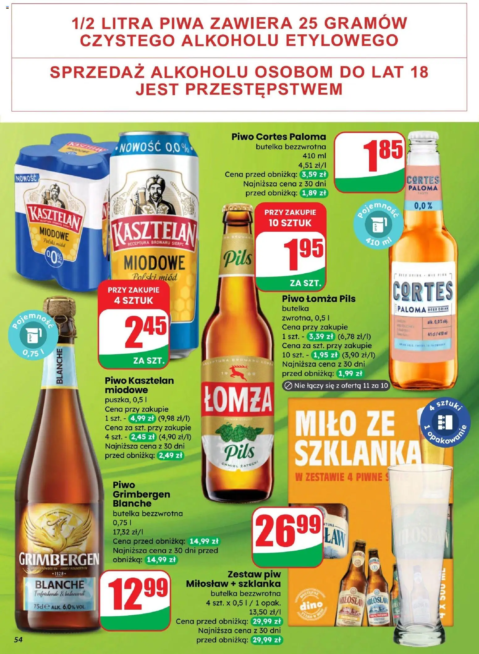Dino gazetka od 25.03.2026 | Strona: 54 | Produkty: Szklanka, Miód, Piwo grimbergen, Piwo